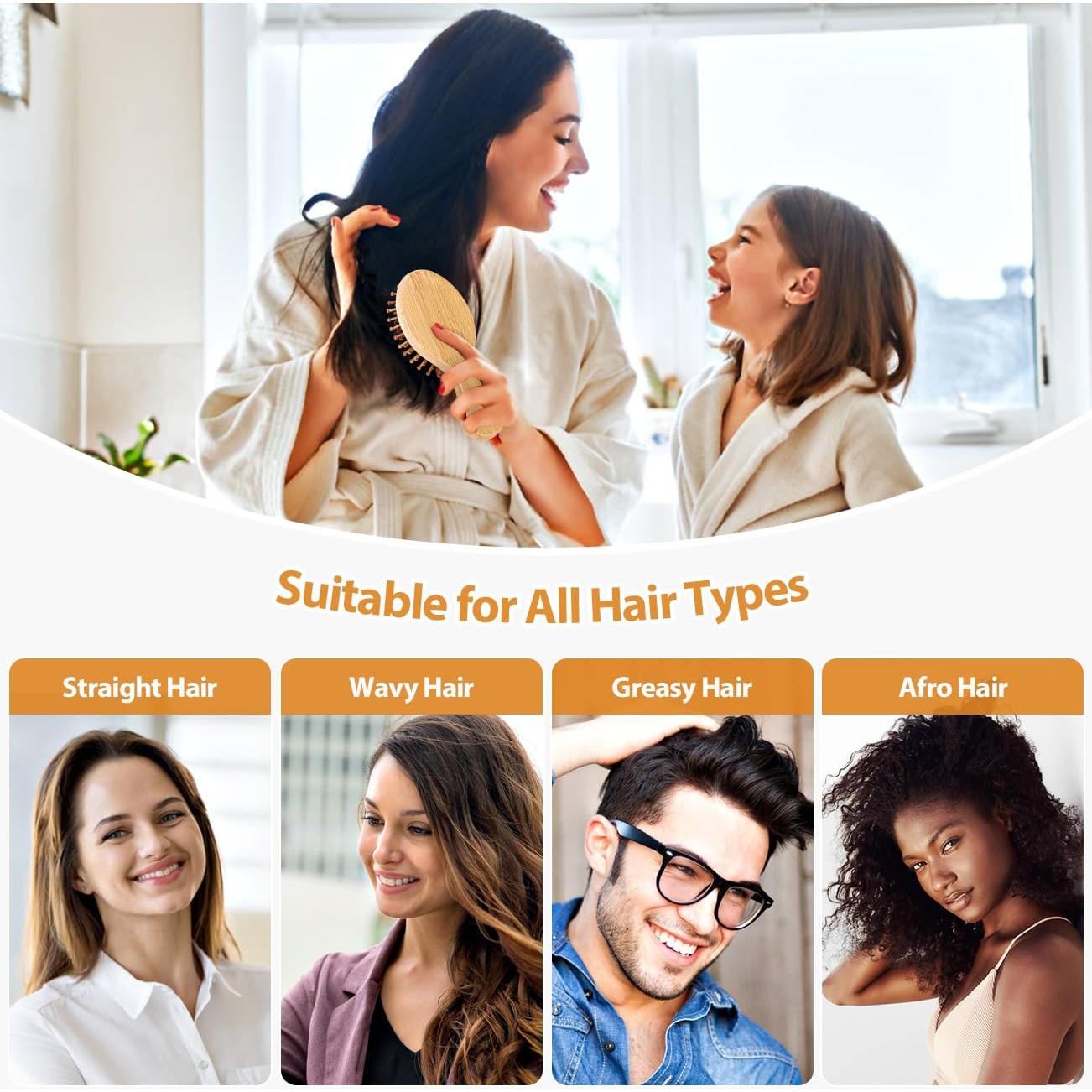 Paquete de 2 Cepillos para Cabello BUNDLEPRO Mini Antiestático