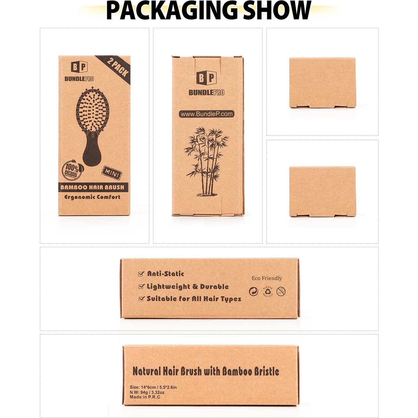 Paquete de 2 Cepillos para Cabello BUNDLEPRO Mini Antiestático