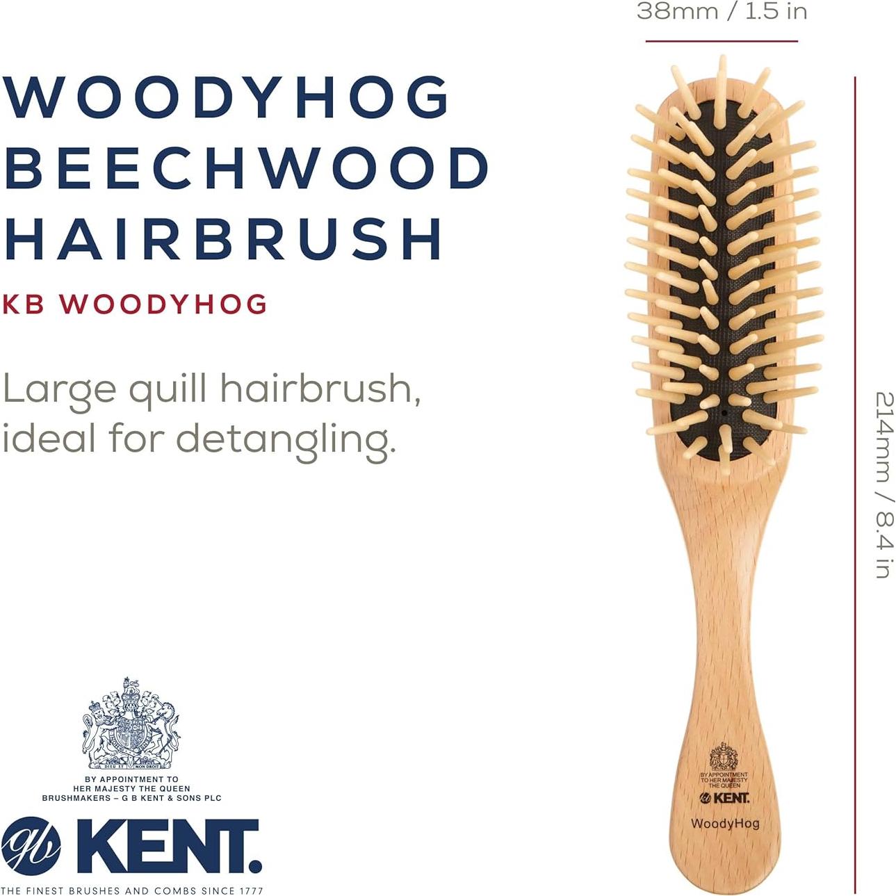 Cepillo Desenredante Kent Woodyhog Madera Natural 21.5 cm