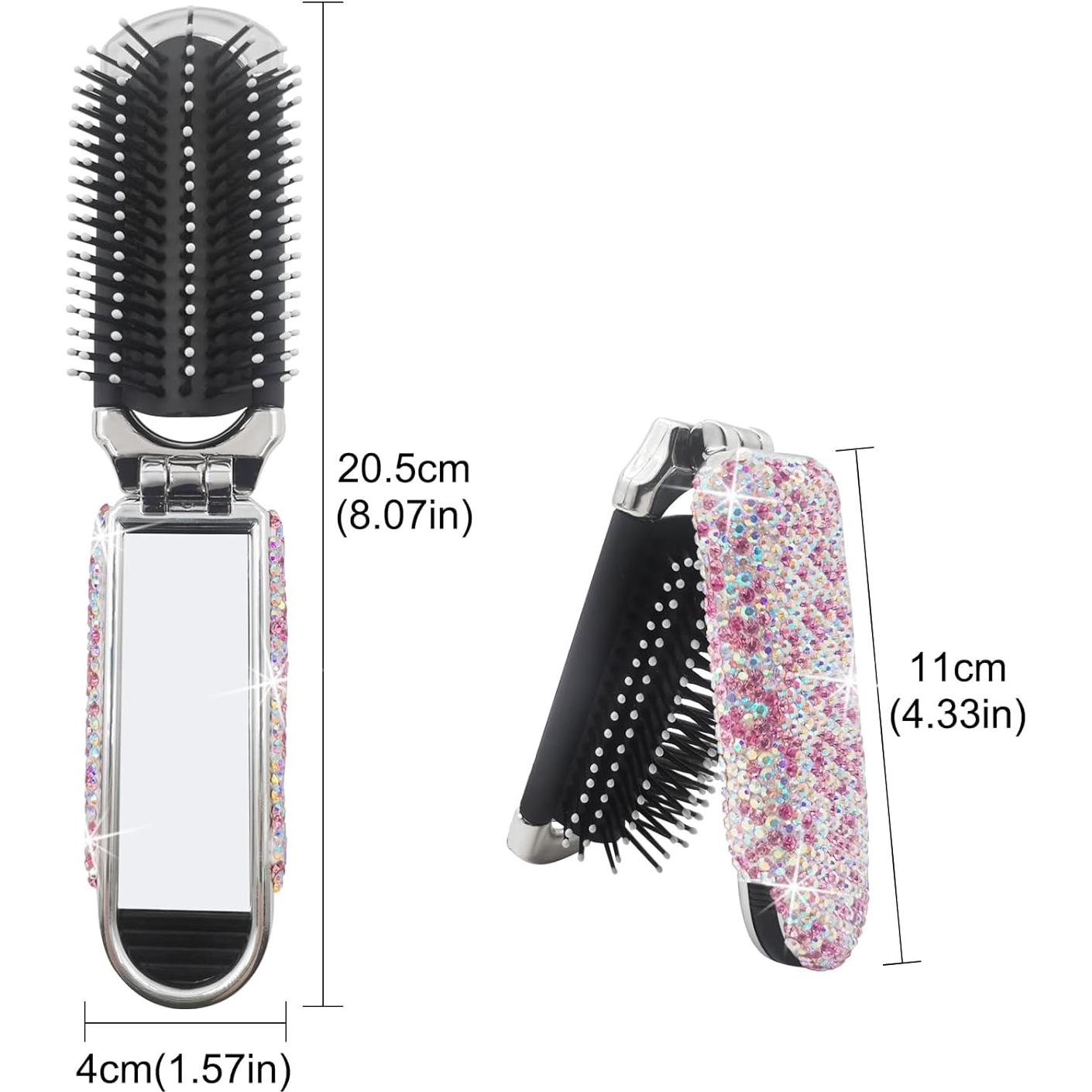 Cepillo de Viaje Plegable Owemtao con Espejo Rosa