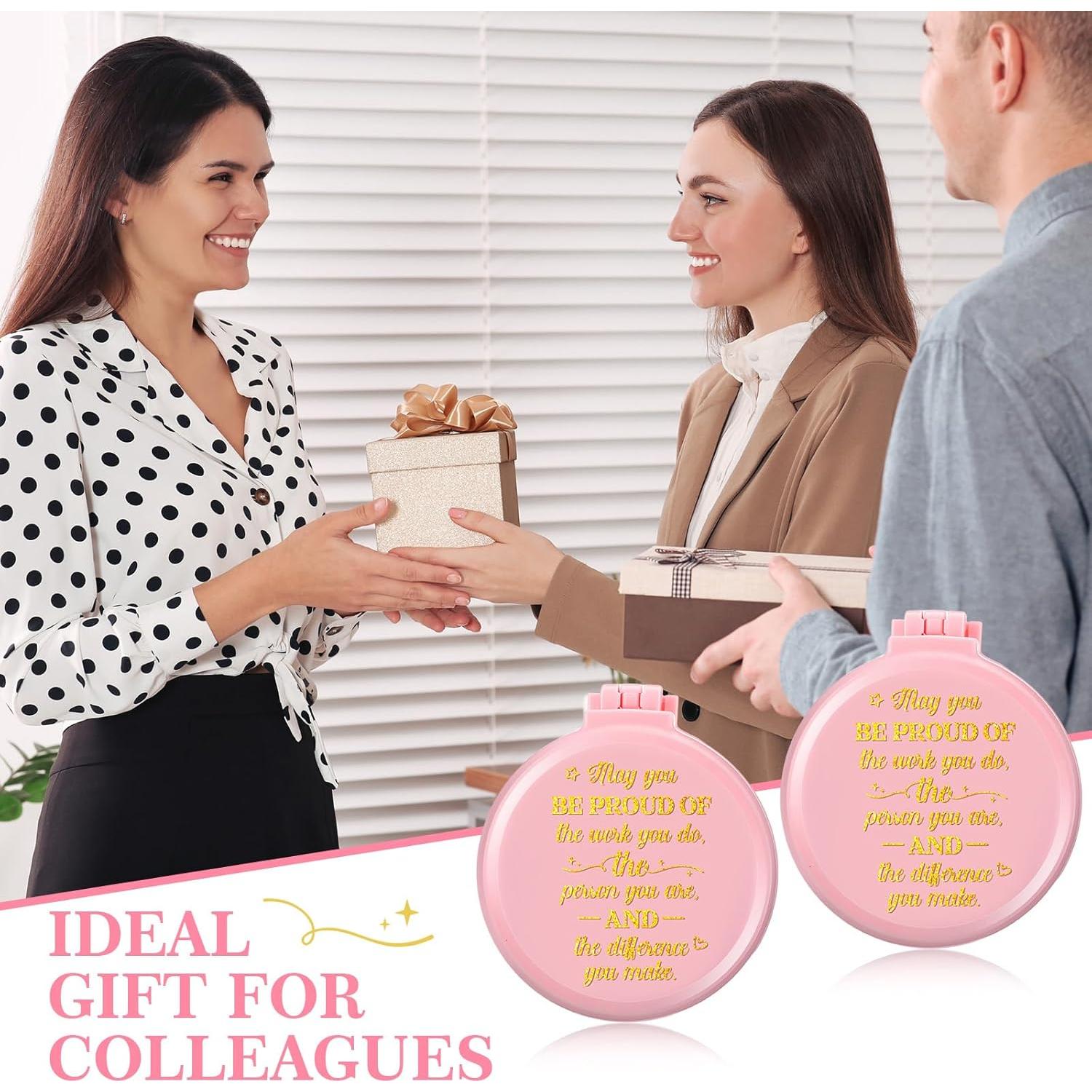 Set de 12 Cepillos de Pelo Plegables Leinuosen con Espejo Rosa