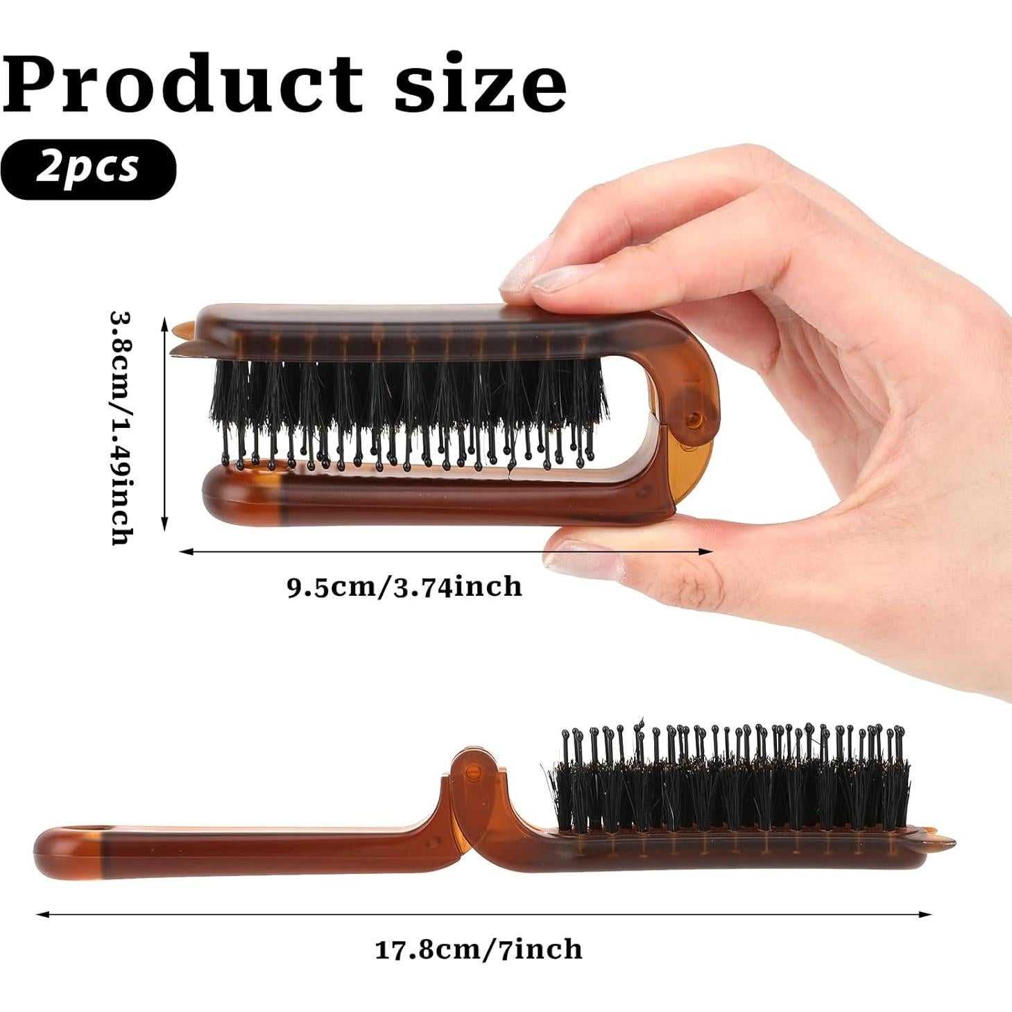 Cepillo de cabello plegable Sliverdew, 2 piezas, viaje, cerdas de jabalí