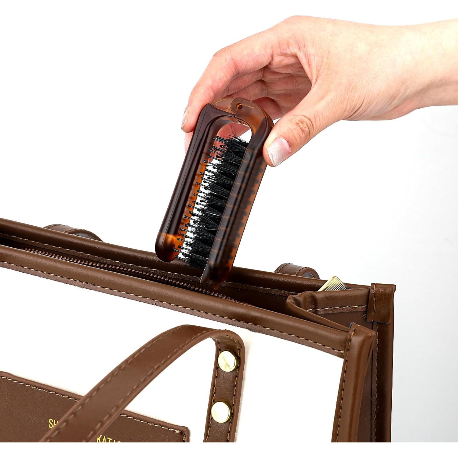 Cepillo de cabello plegable Sliverdew, 2 piezas, viaje, cerdas de jabalí