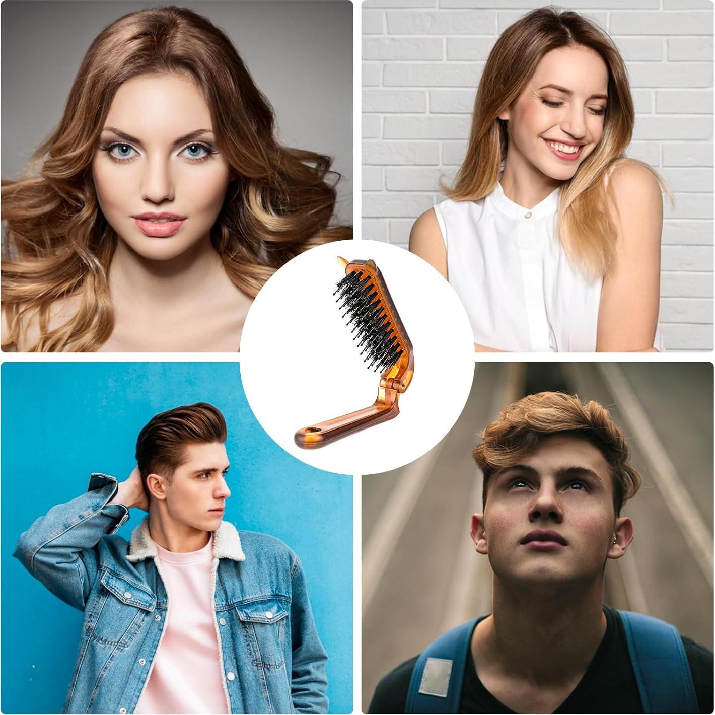 Cepillo de cabello plegable Sliverdew, 2 piezas, viaje, cerdas de jabalí