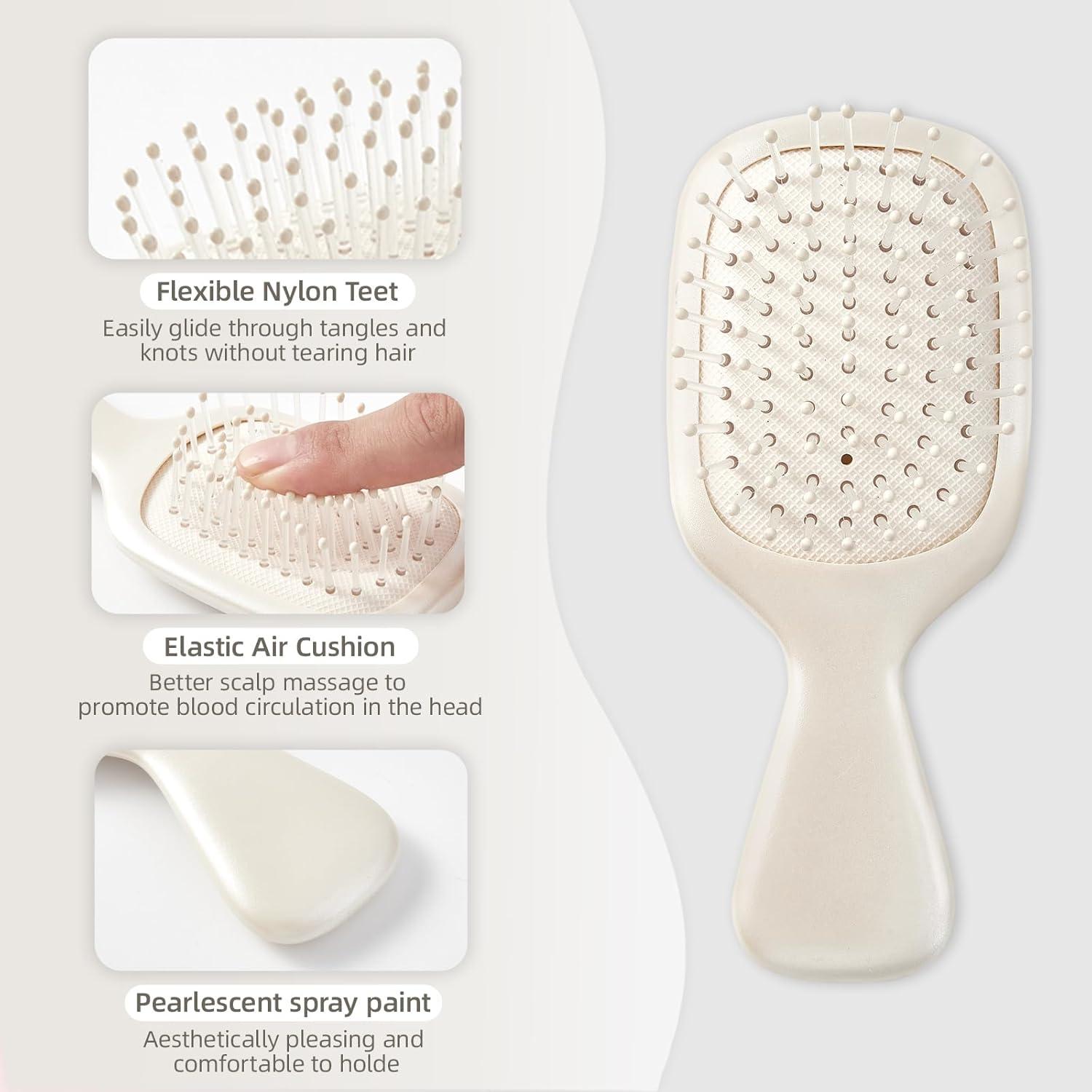 Mini Cepillo Desenredante Jurrissa Blanco Portátil 14x5.7cm