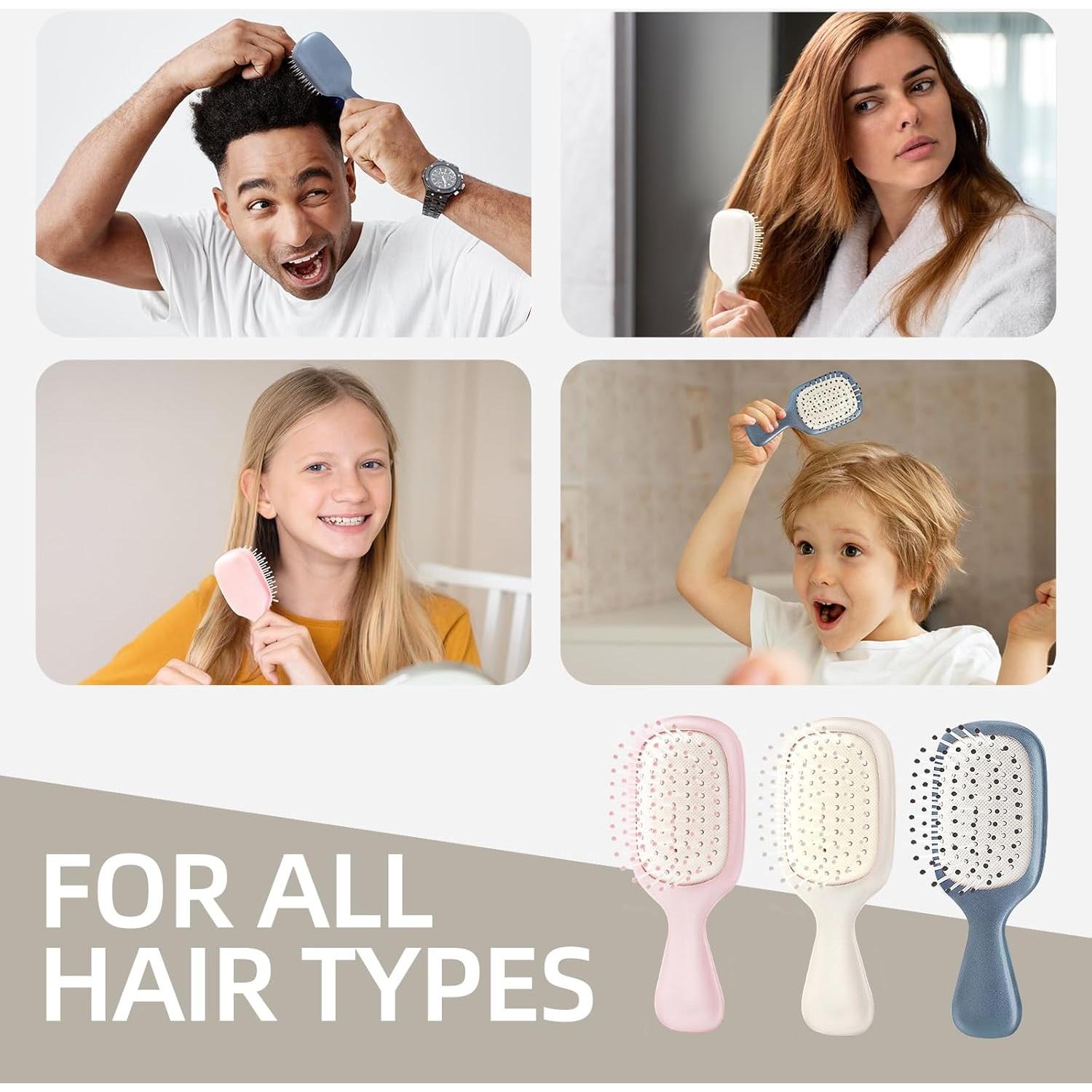 Mini Cepillo Desenredante Jurrissa Blanco Portátil 14x5.7cm