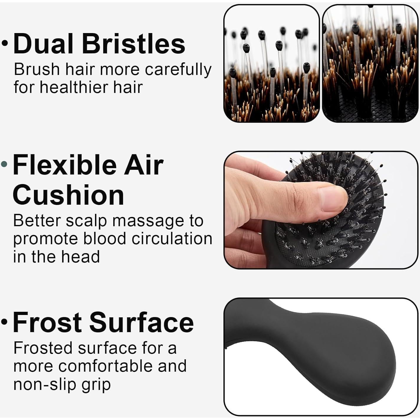 Mini Cepillo Desenredante Jurrissa Negro 14x6 cm Portátil