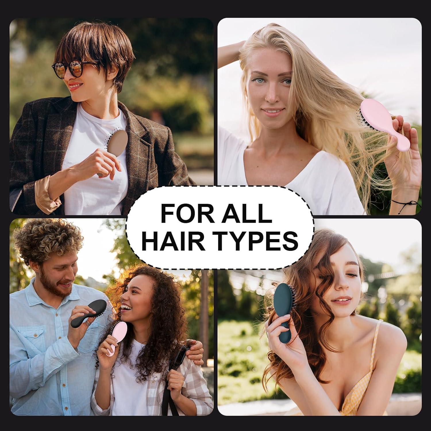 Mini Cepillo Desenredante Jurrissa Negro 14x6 cm Portátil