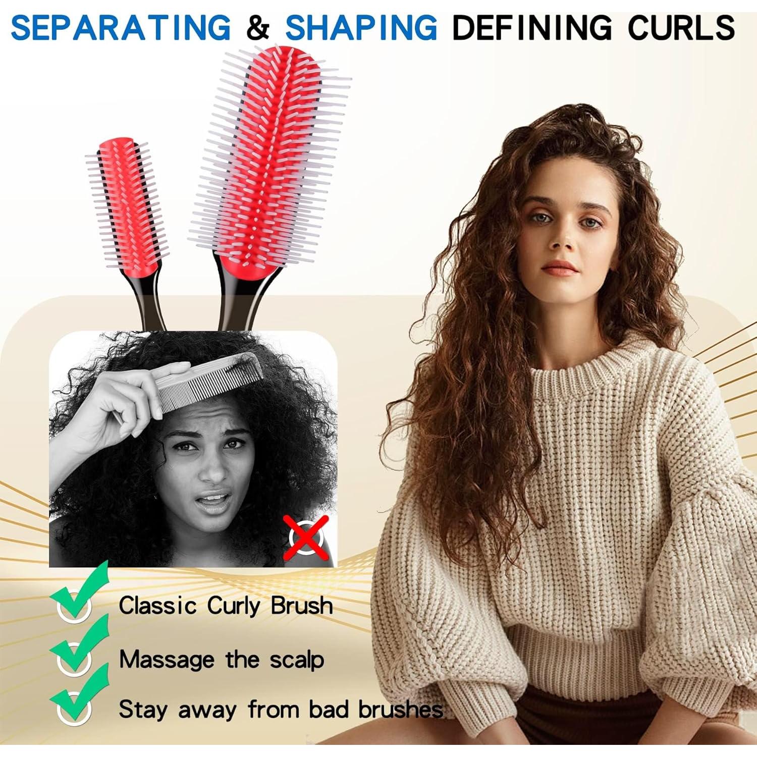 Cepillo para Cabello Rizado Enjoy Holiday 1981 2 PCS Rojo