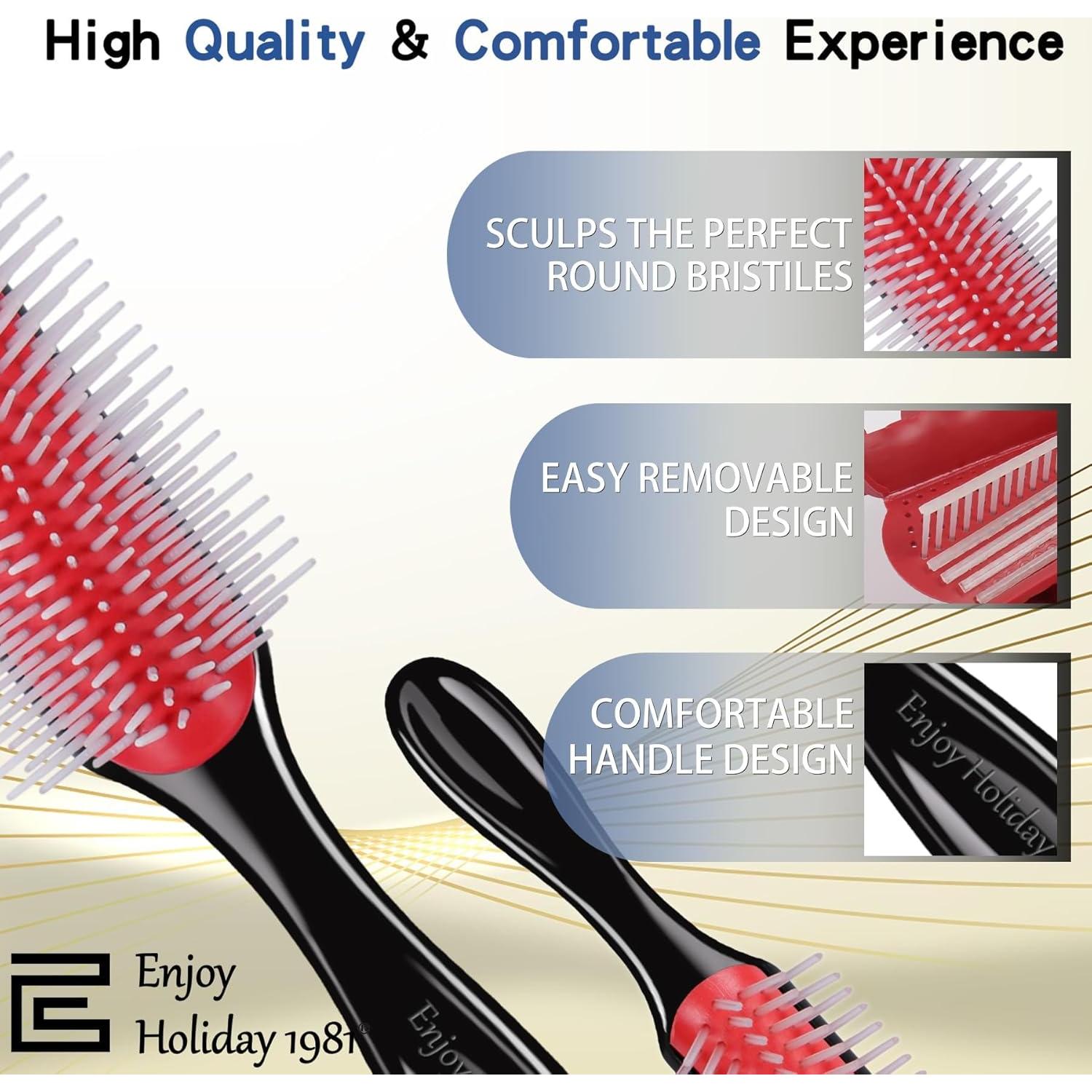 Cepillo para Cabello Rizado Enjoy Holiday 1981 2 PCS Rojo