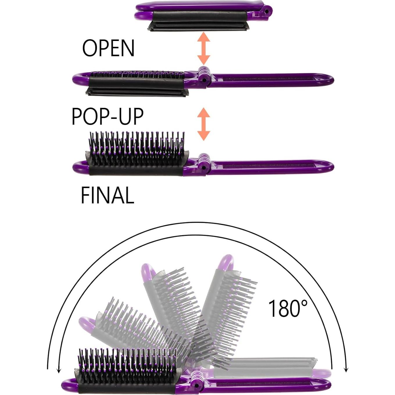 21 Cepillos de Pelo Plegables Lawei con Espejo - Mini Portátil
