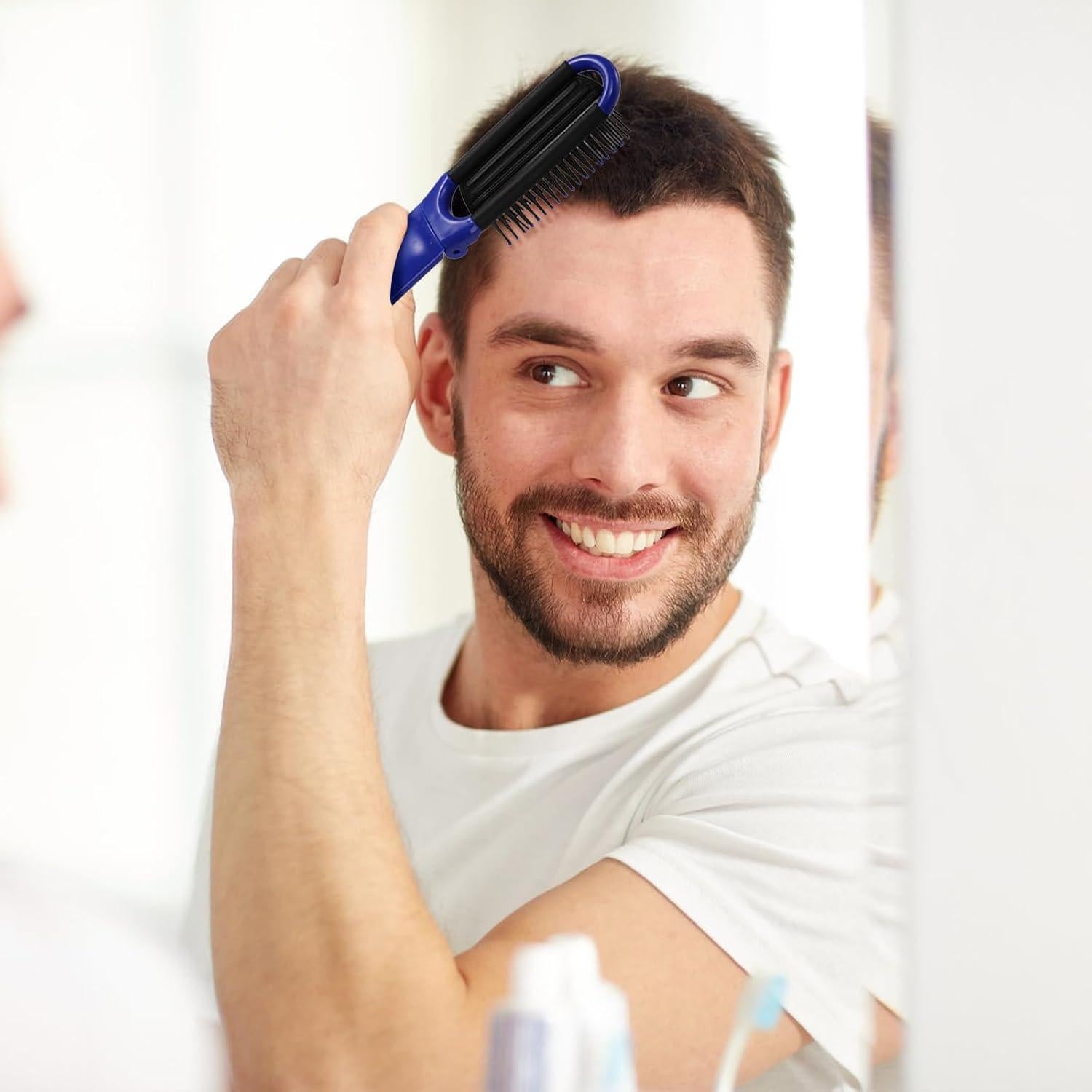 21 Cepillos de Pelo Plegables Lawei con Espejo - Mini Portátil