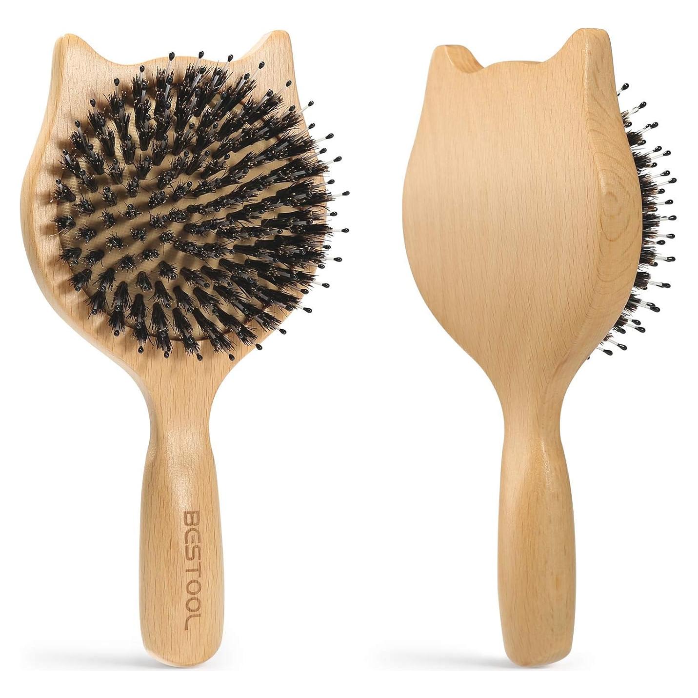 Cepillo de cabello BESTOOL Mini CAT cerdas de jabalí y nylon