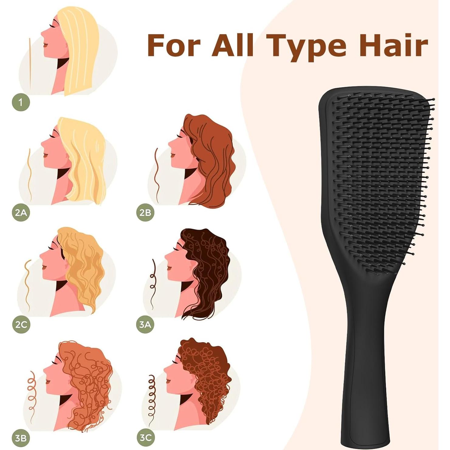 Cepillo Desenredante SHINLEA Negro para Cabello Húmedo y Seco