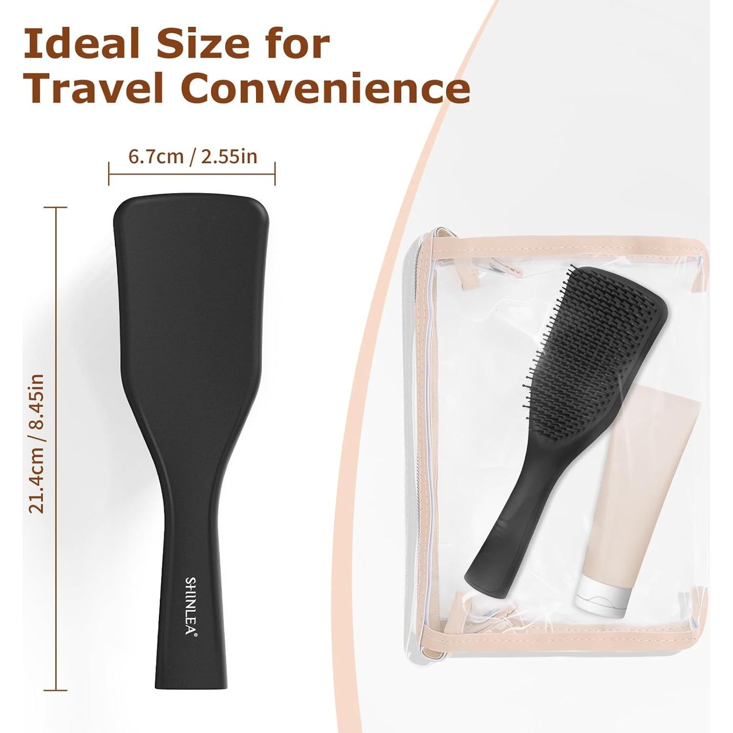 Cepillo Desenredante SHINLEA Negro para Cabello Húmedo y Seco