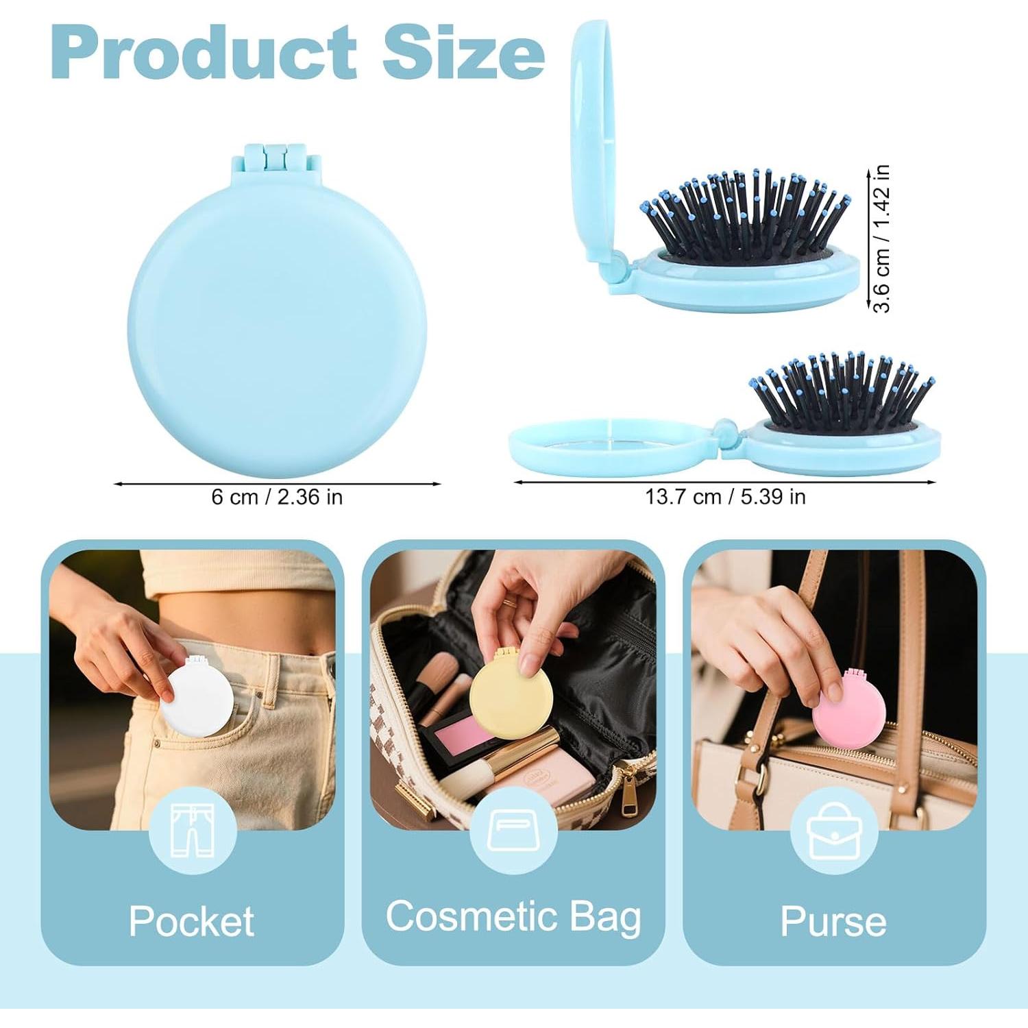 Espejo Plegable 2 en 1 Lilingsty con Cepillo - 6 Colores