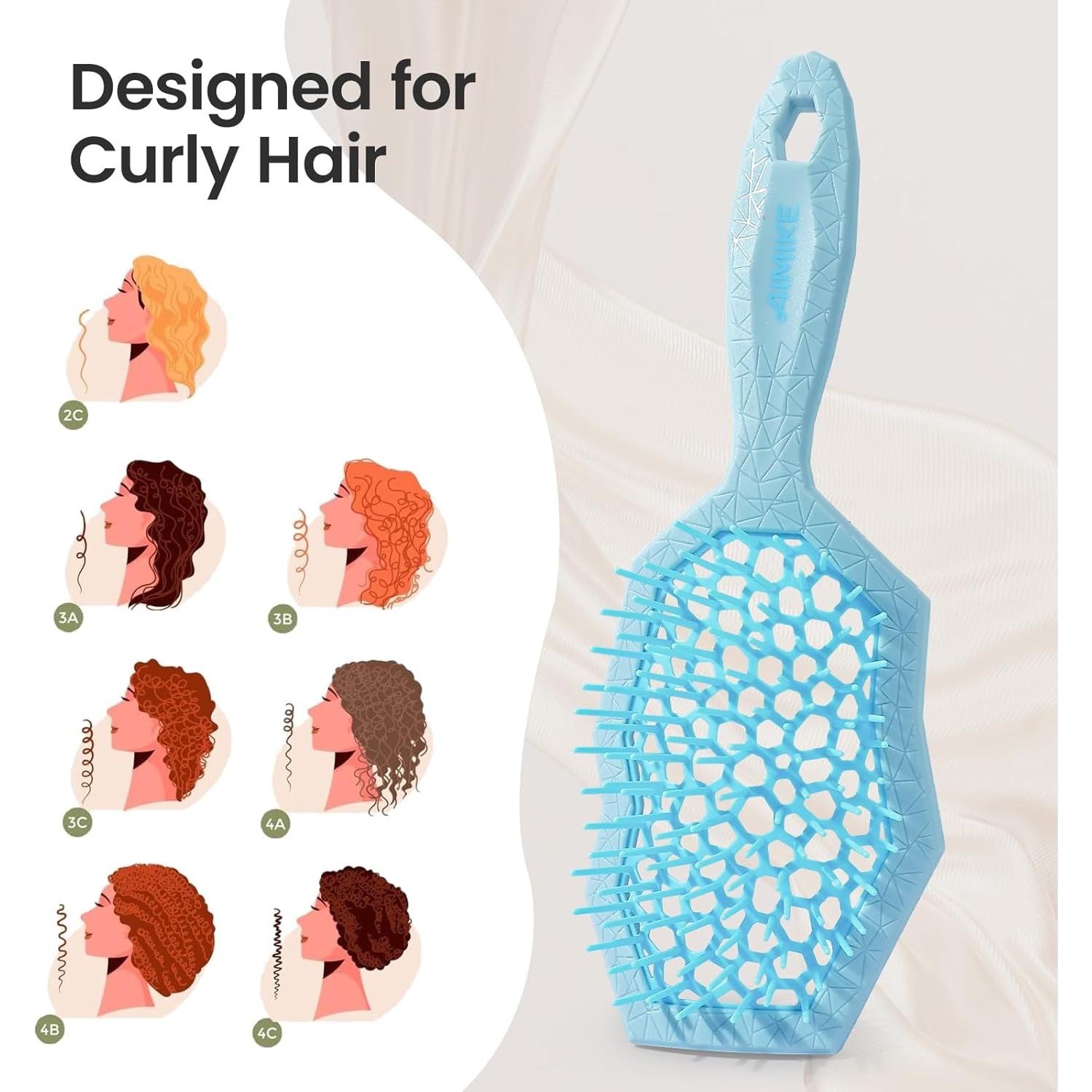 Cepillo Desenredante AIMIKE Glacier para Cabello Rizado Azul