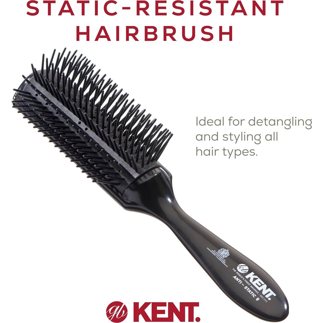 Cepillo de Pelo Antiestático Kent AS9 - 9 Filas, Viaje