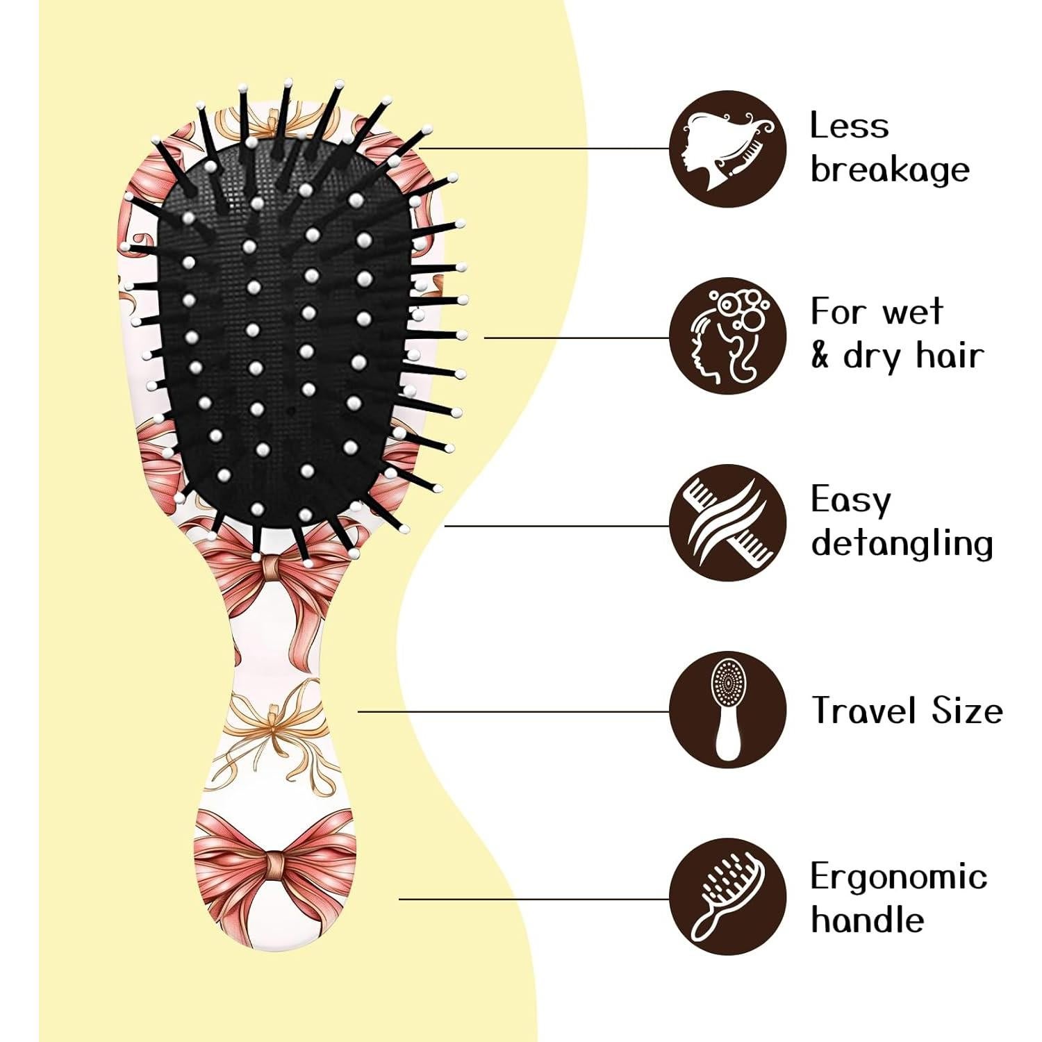 Mini Cepillo Desenredante GABraden Rosa 14 cm Viaje Todos Cabellos