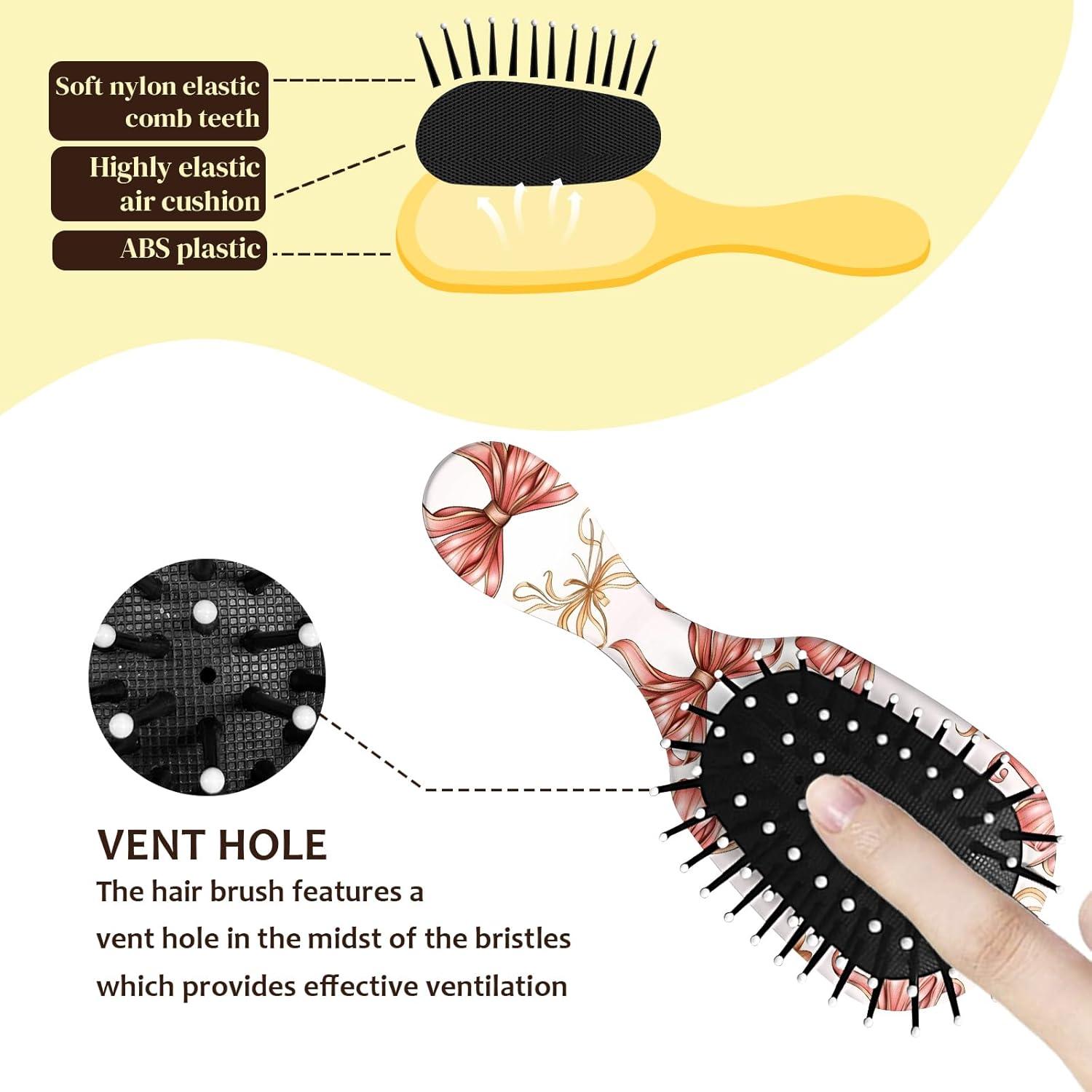 Mini Cepillo Desenredante GABraden Rosa 14 cm Viaje Todos Cabellos