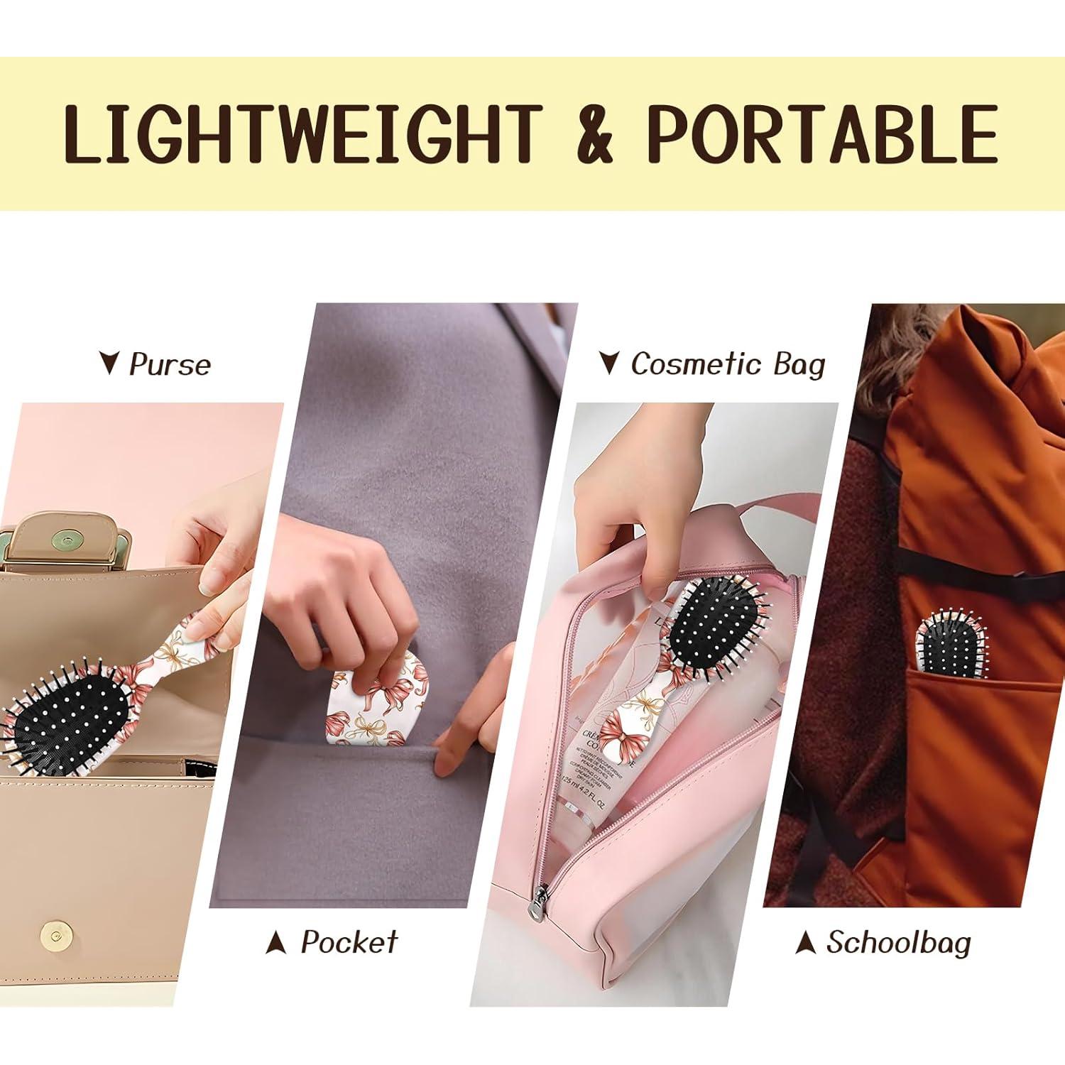 Mini Cepillo Desenredante GABraden Rosa 14 cm Viaje Todos Cabellos