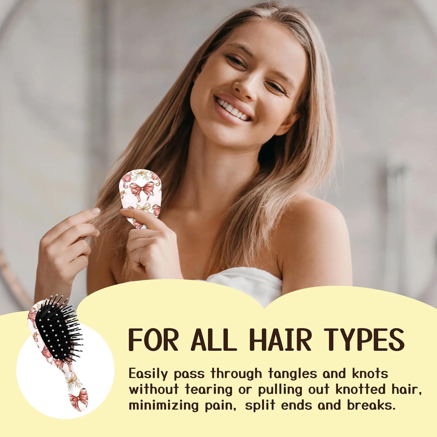 Mini Cepillo Desenredante GABraden Rosa 14 cm Viaje Todos Cabellos