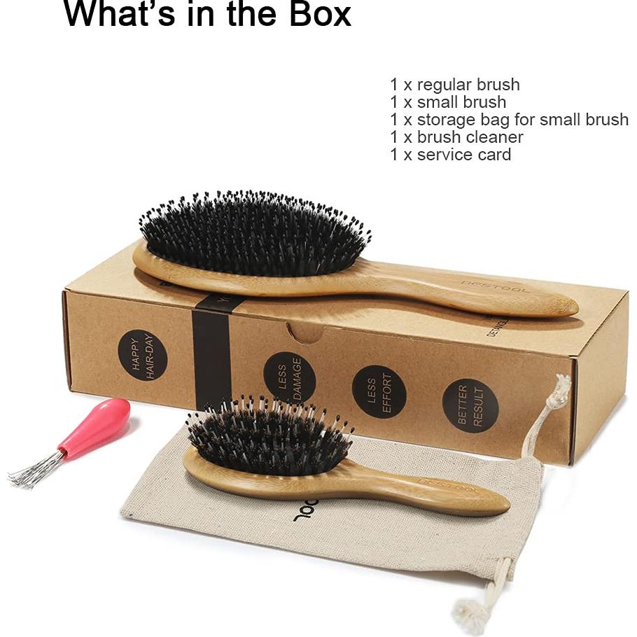 Cepillo para el Cabello BESTOOL - Regular y Pequeño, Cerda de Jabalí