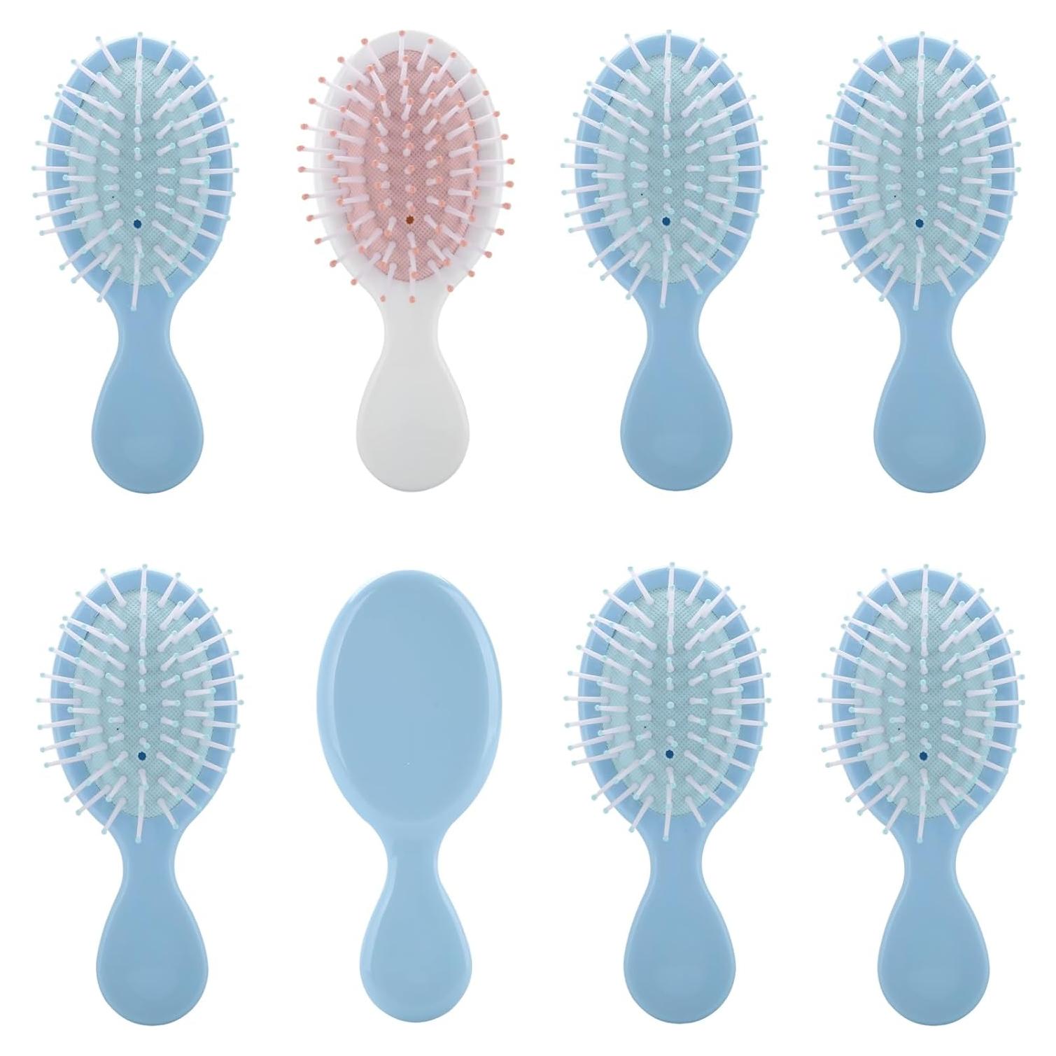 Mini Cepillos de Cabello para Dama de Honor 8 Piezas Blanco y Azul