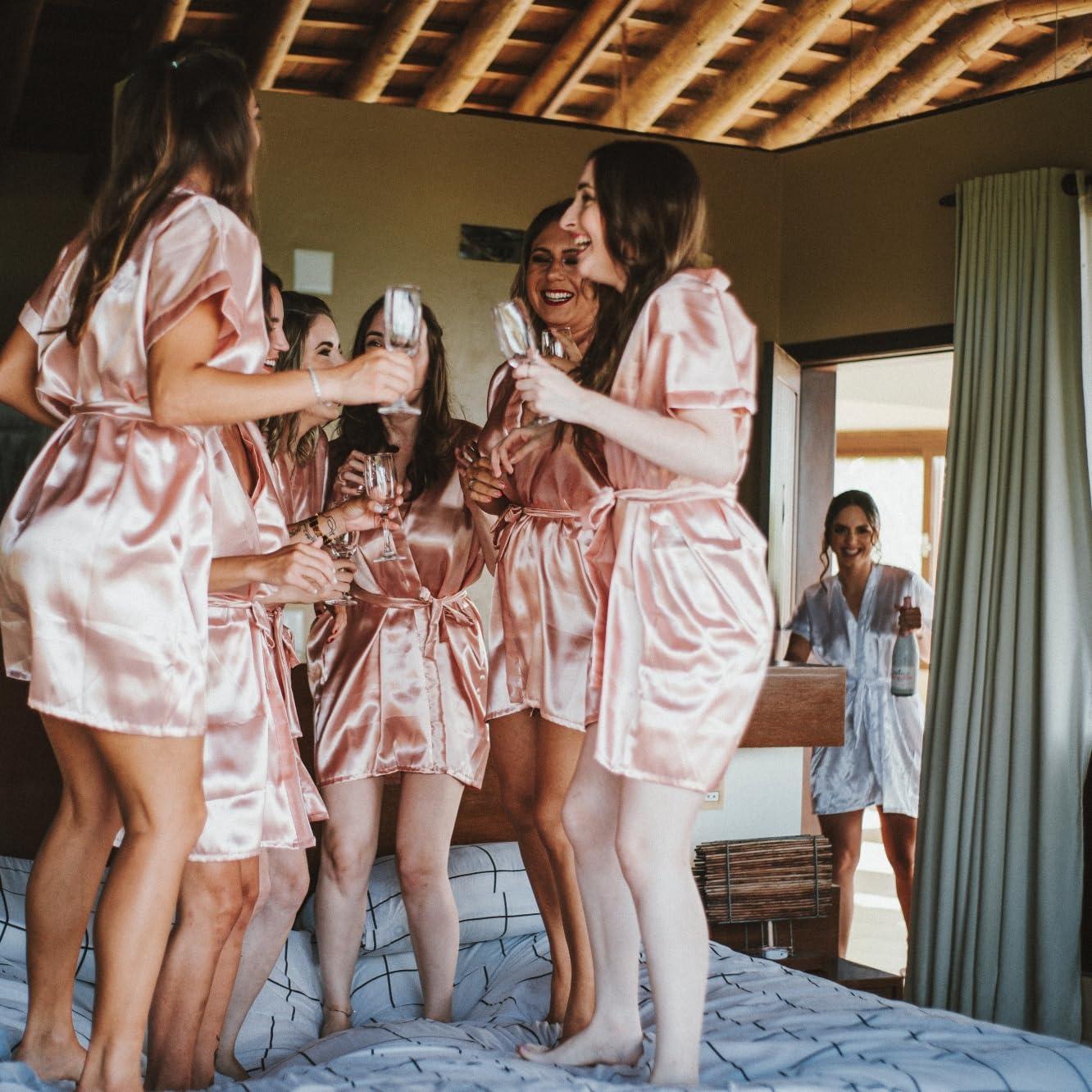 Mini Cepillos de Cabello para Dama de Honor 8 Piezas Blanco y Azul