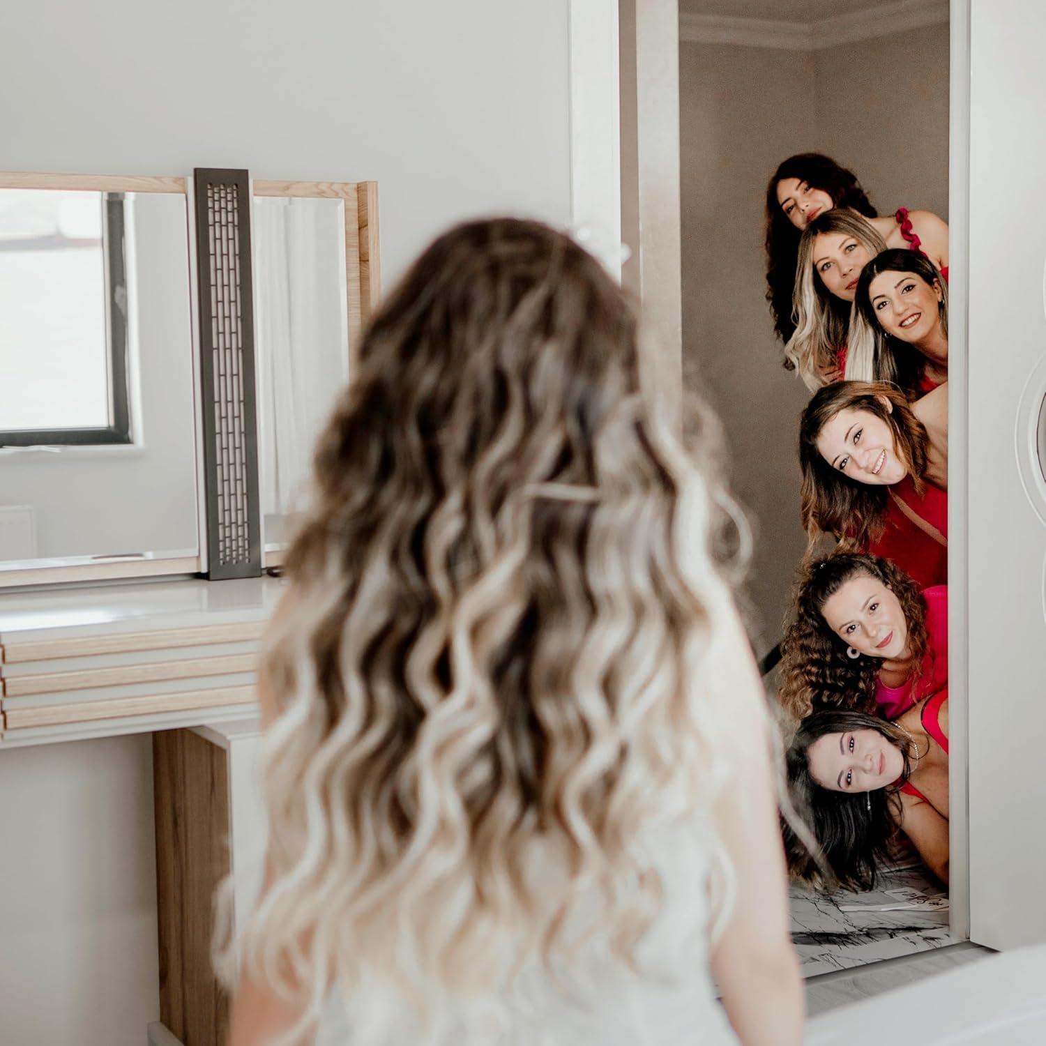 Mini Cepillos de Cabello para Dama de Honor 8 Piezas Blanco y Azul