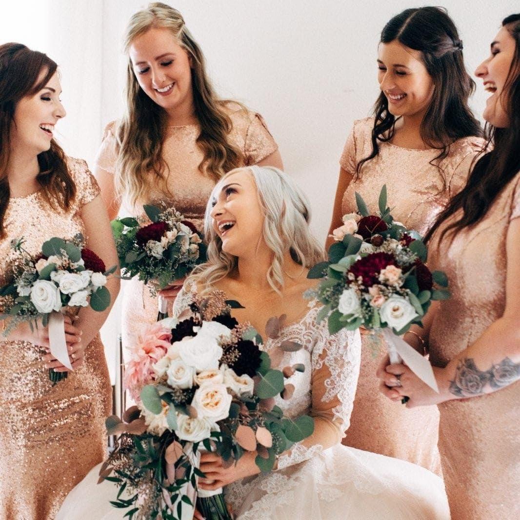 Mini Cepillos de Cabello para Dama de Honor 8 Piezas Blanco y Azul