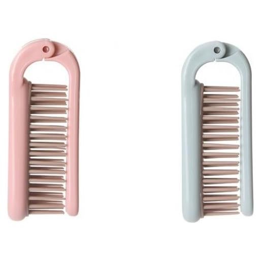 Combo Cepillo y Peine Plegable 2-en-1 Duehut Rosa/Azul