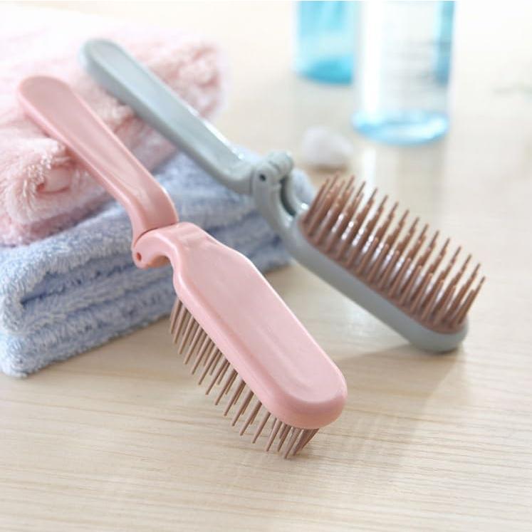 Combo Cepillo y Peine Plegable 2-en-1 Duehut Rosa/Azul