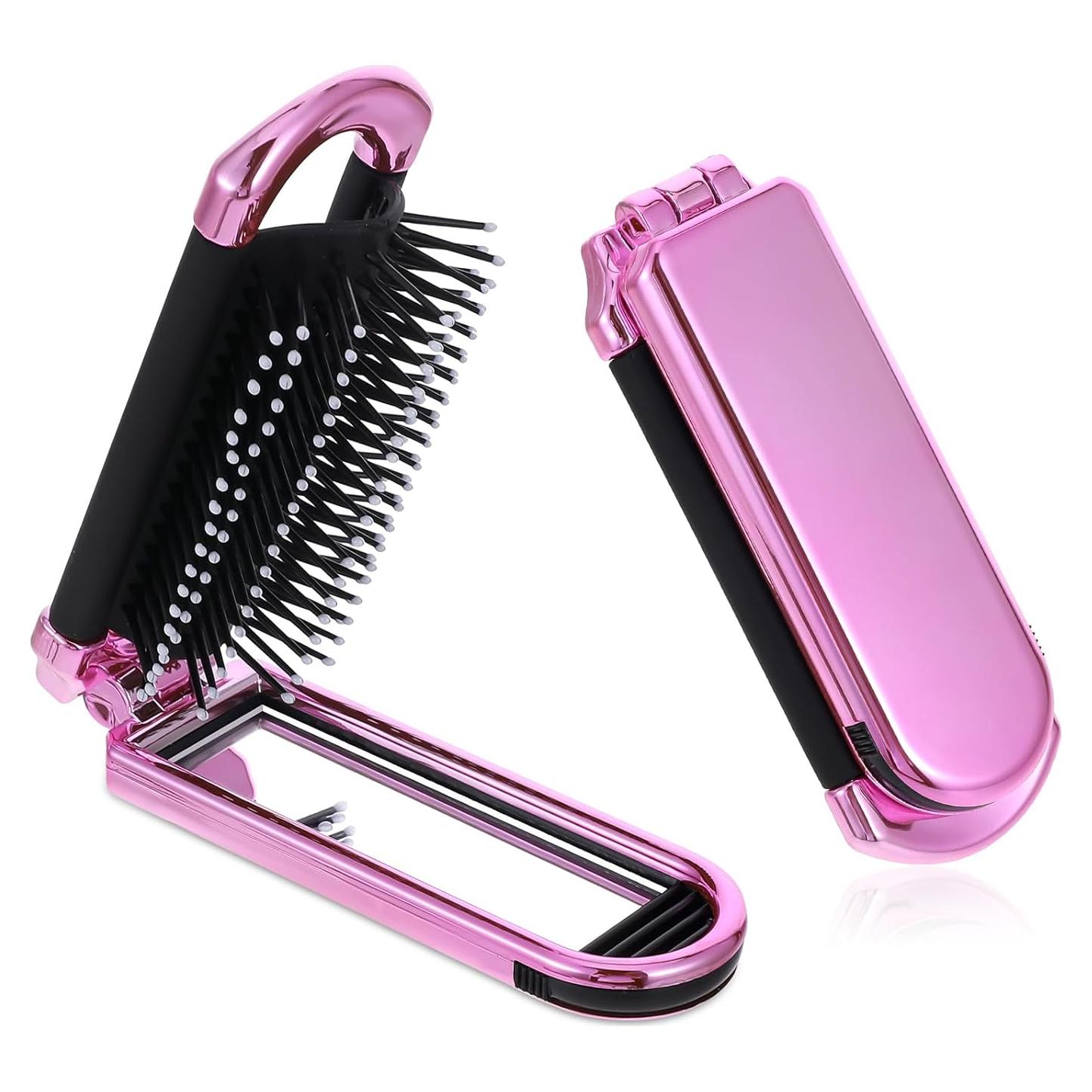 Cepillo de Pelo Plegable con Espejo Rosa MOZEAT LENS