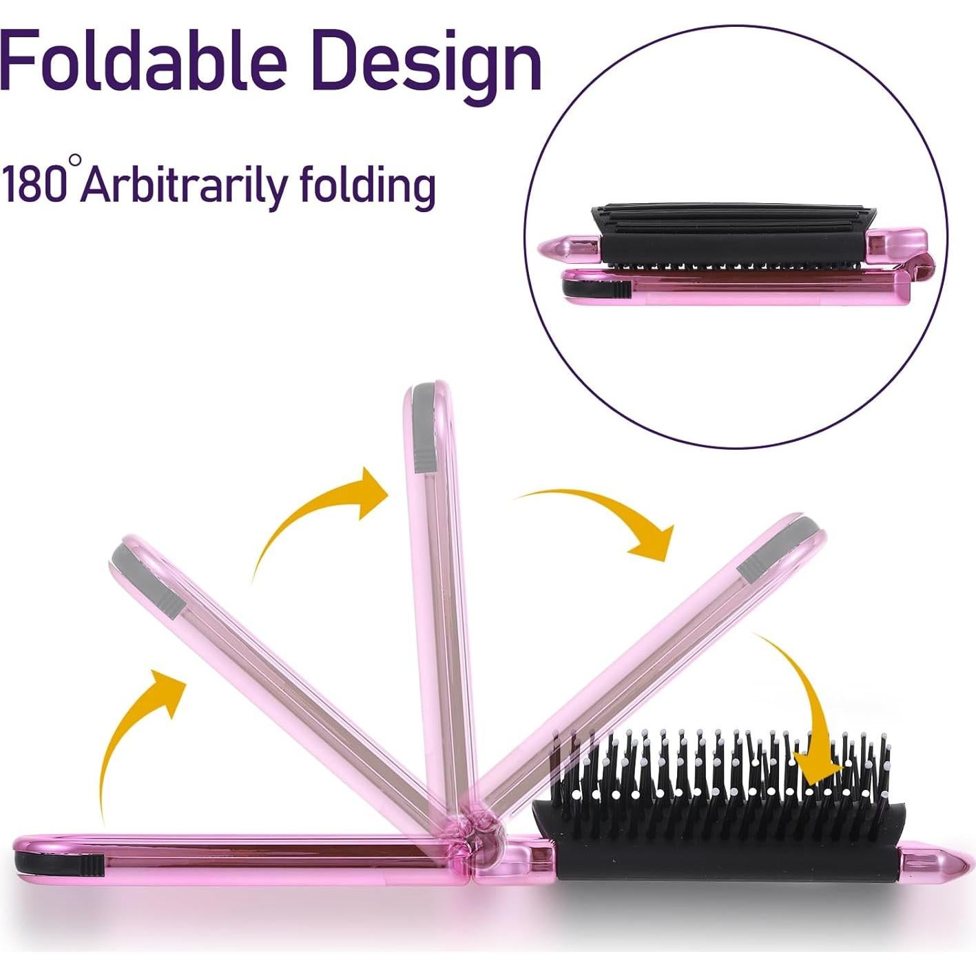 Cepillo de Pelo Plegable con Espejo Rosa MOZEAT LENS