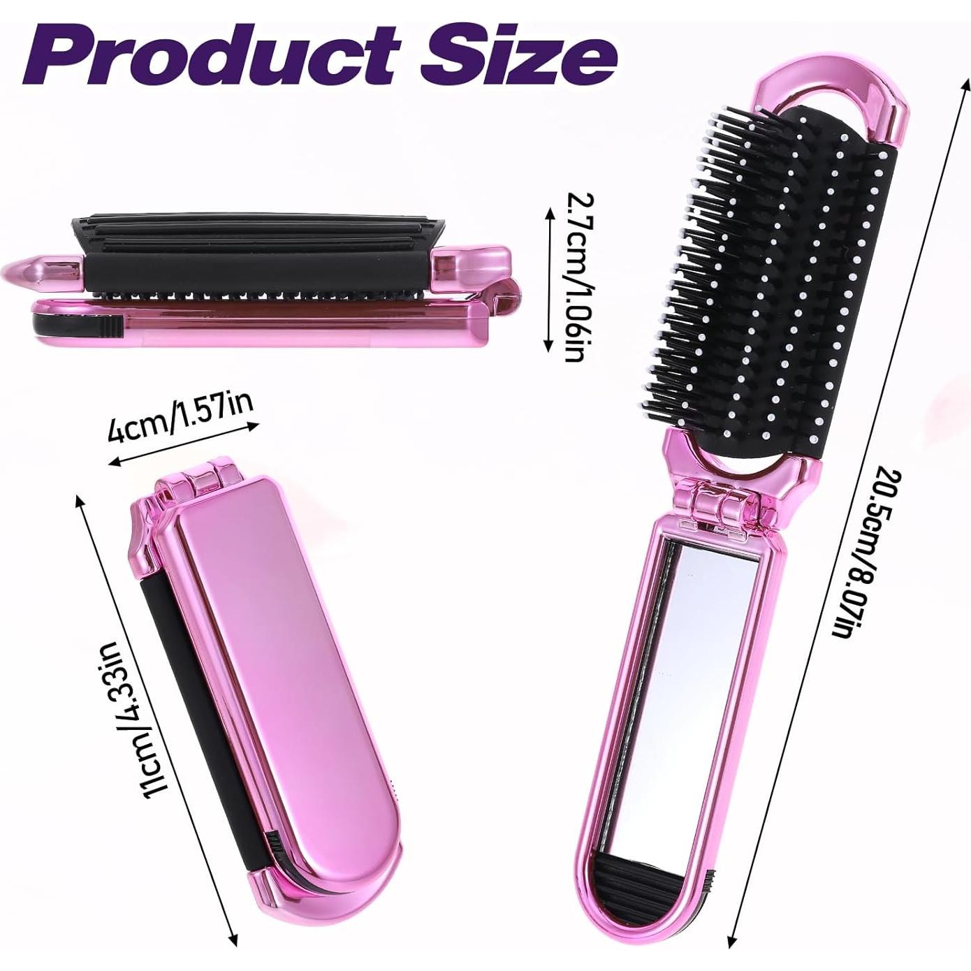 Cepillo de Pelo Plegable con Espejo Rosa MOZEAT LENS