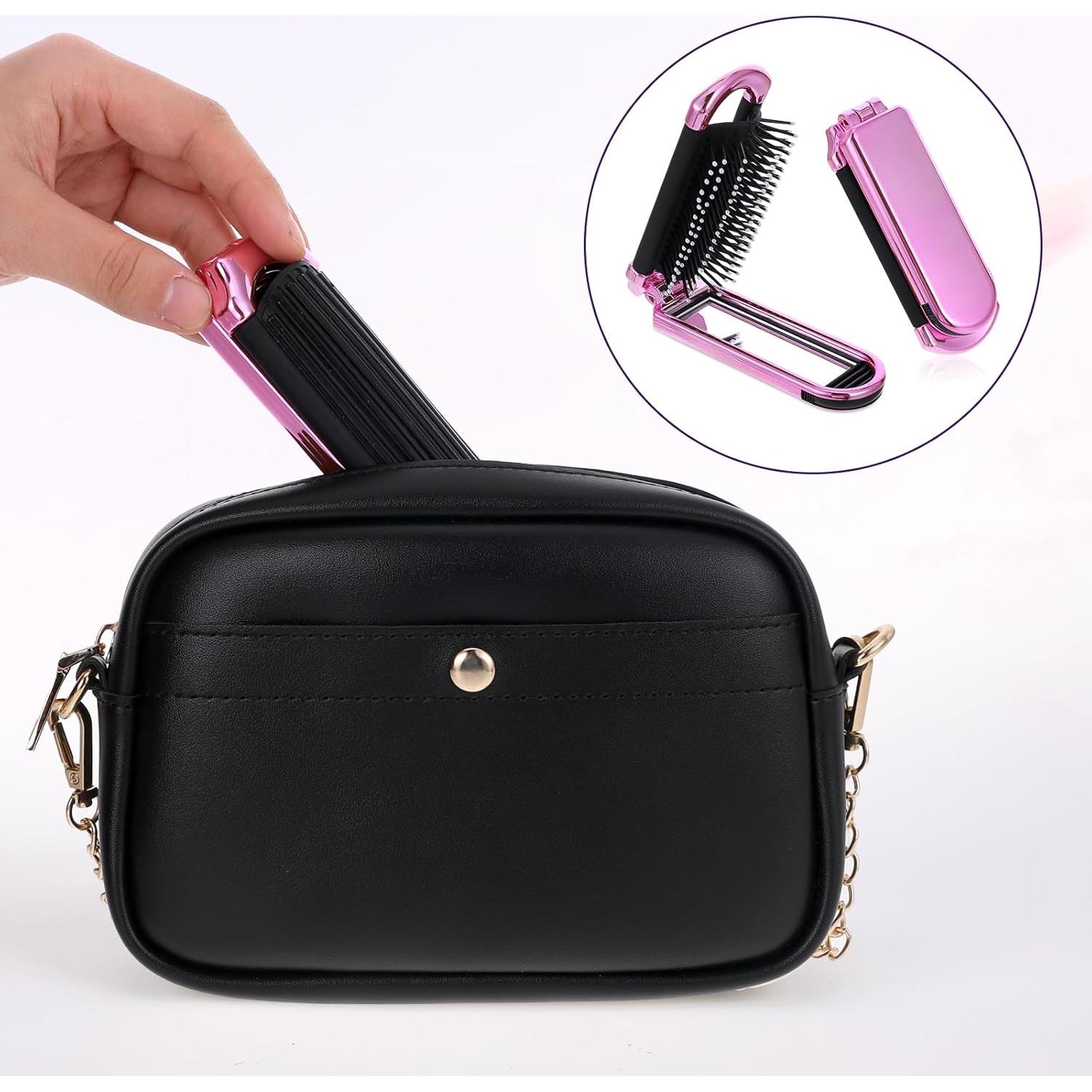 Cepillo de Pelo Plegable con Espejo Rosa MOZEAT LENS