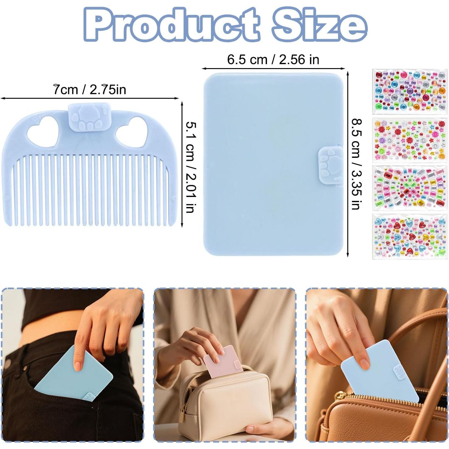 Espejo Plegable 2 en 1 Lilingsty con Cepillo y Pegatinas DIY - 12 Pcs