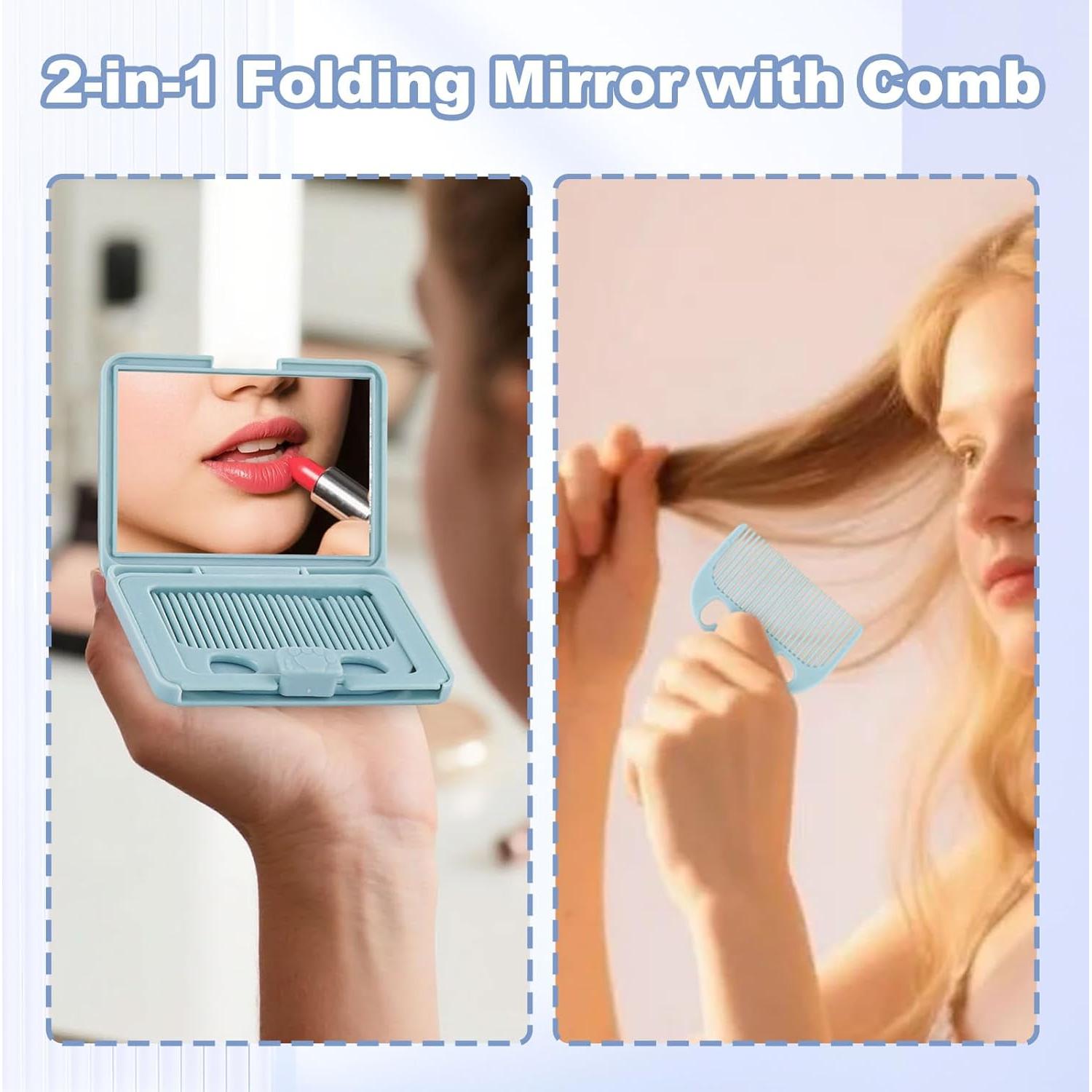 Espejo Plegable 2 en 1 Lilingsty con Cepillo y Pegatinas DIY - 12 Pcs