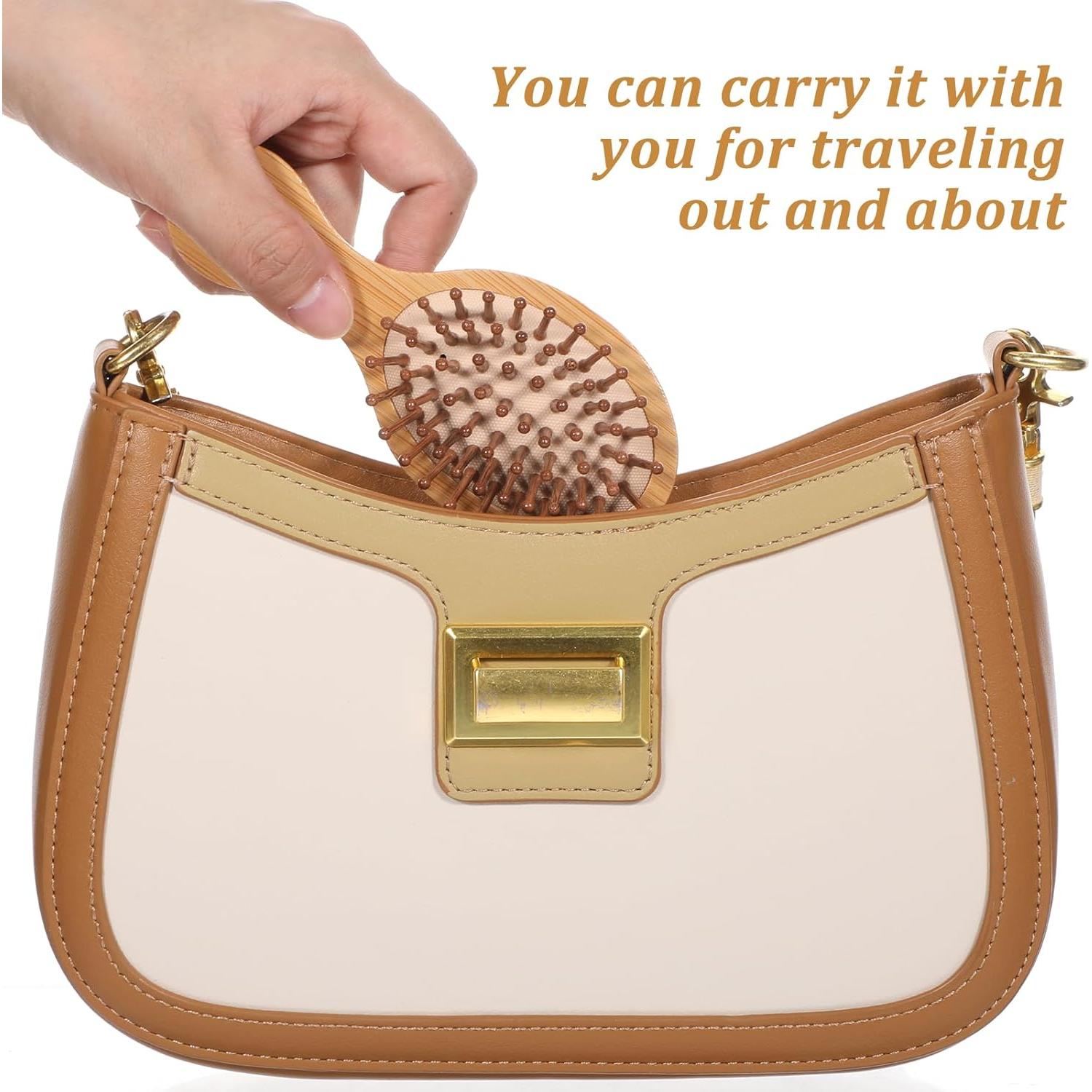 Mini Cepillo Desenredante de Madera HJZHII - 2 Piezas