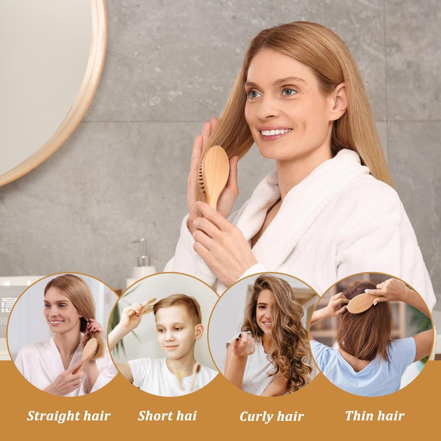 Mini Cepillo Desenredante de Madera HJZHII - 2 Piezas