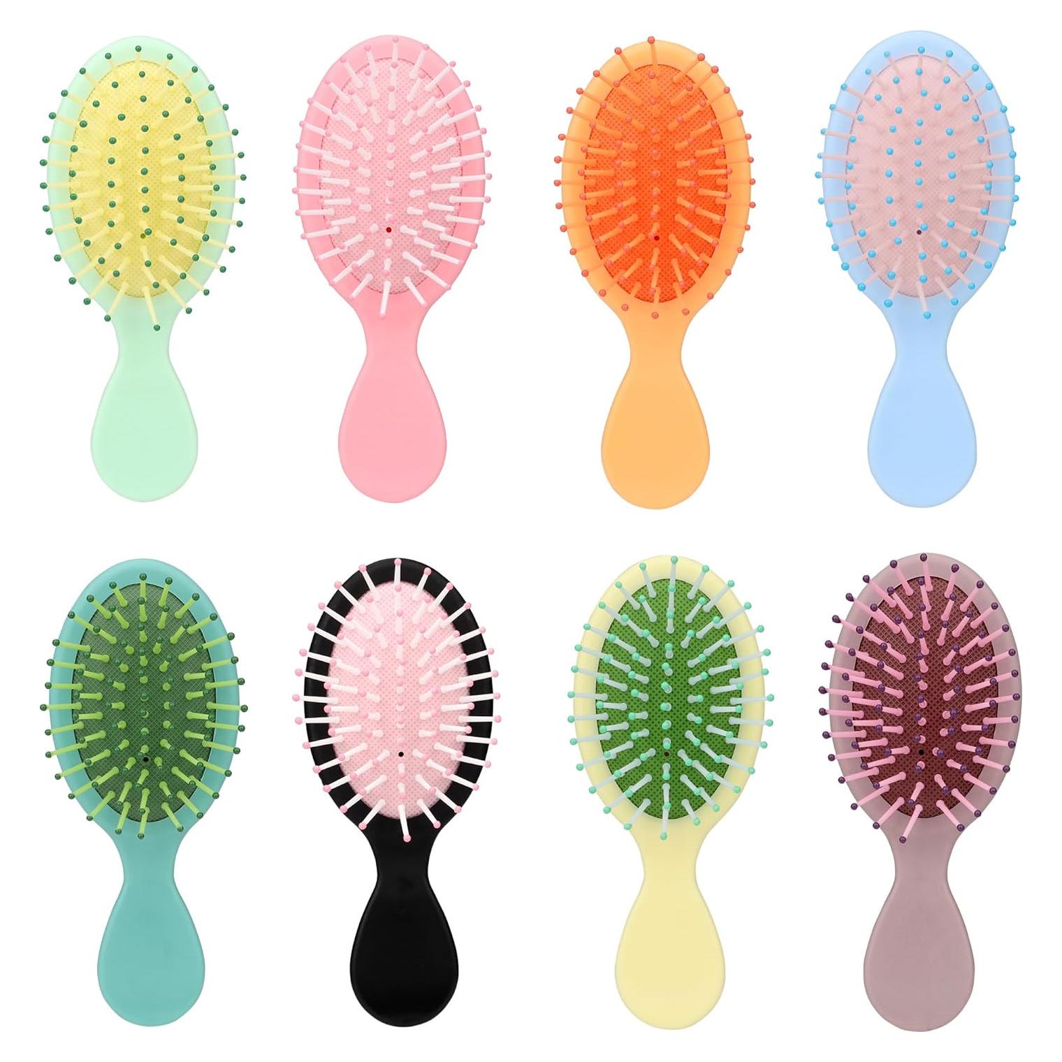 Paquete de 8 Mini Cepillos de Pelo LVYOUIF - Suaves y Portátiles