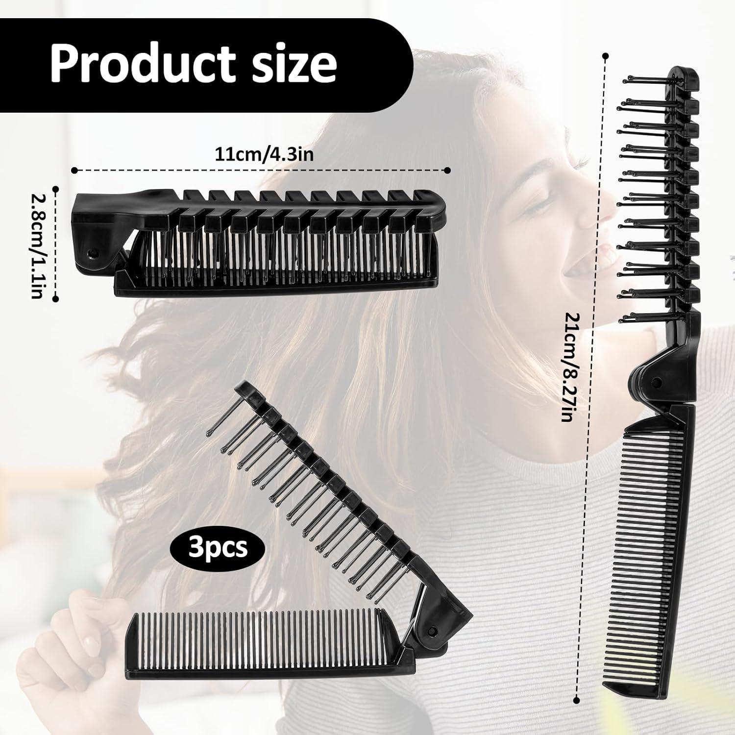 Juego de 3 cepillos de viaje plegables QfwdfcTrenz negros