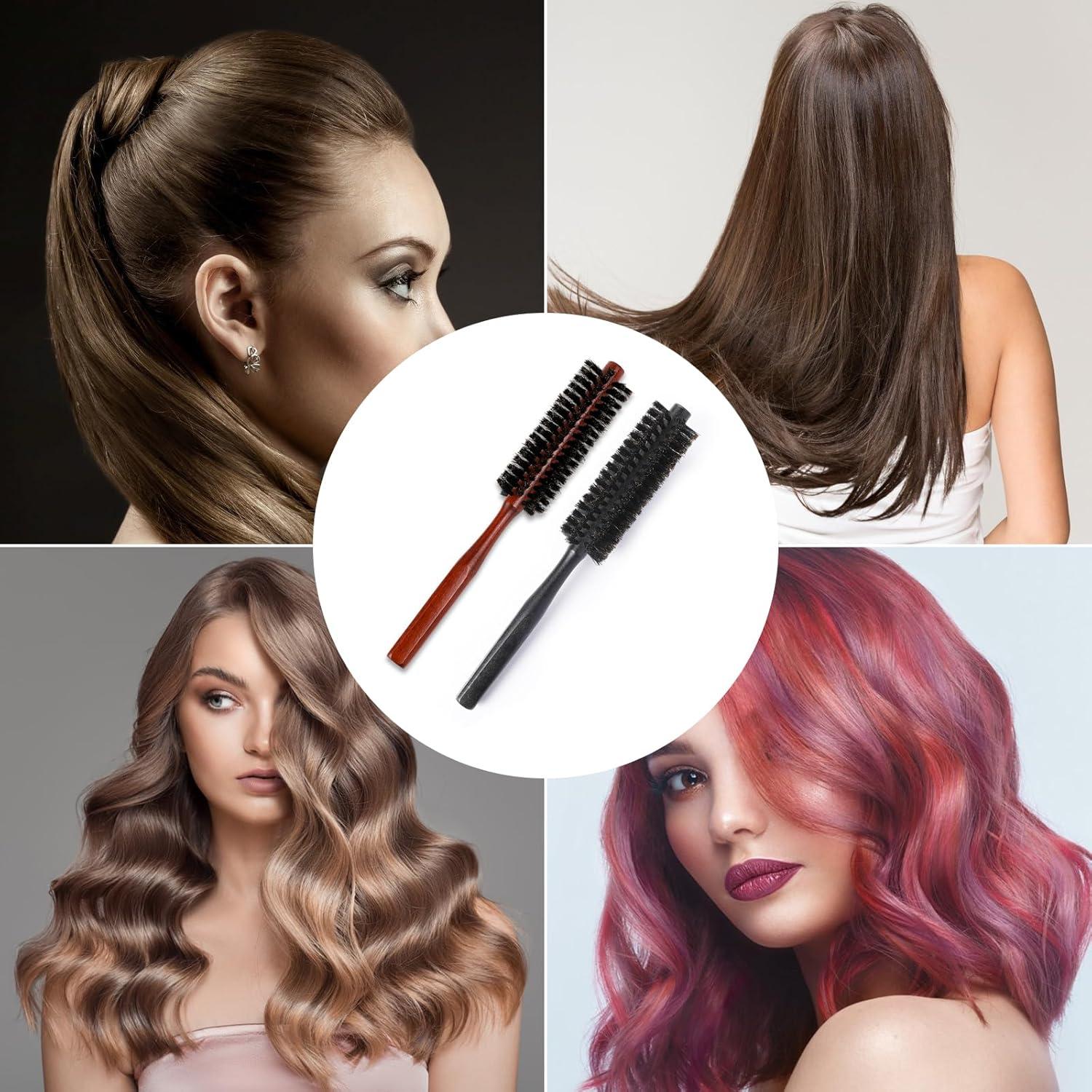 Cepillo de Pelo Redondo Pequeño Sliverdew - 2 Piezas de Cerdas de Jabalí