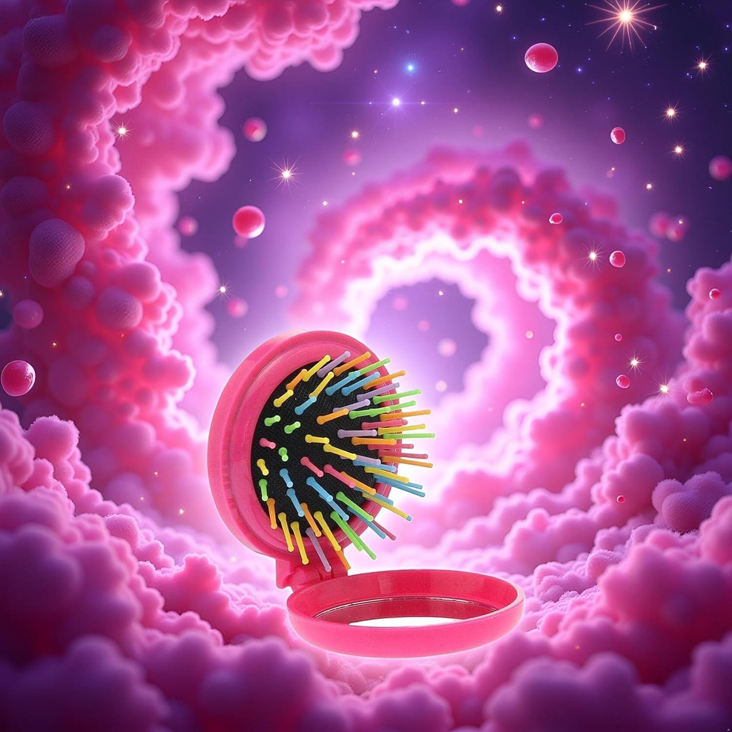 Cepillo de Viaje Plegable Zhuluck Rosa con Espejo 2.5cm