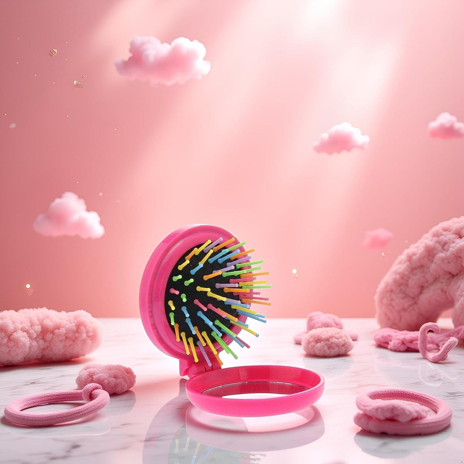 Cepillo de Viaje Plegable Zhuluck Rosa con Espejo 2.5cm