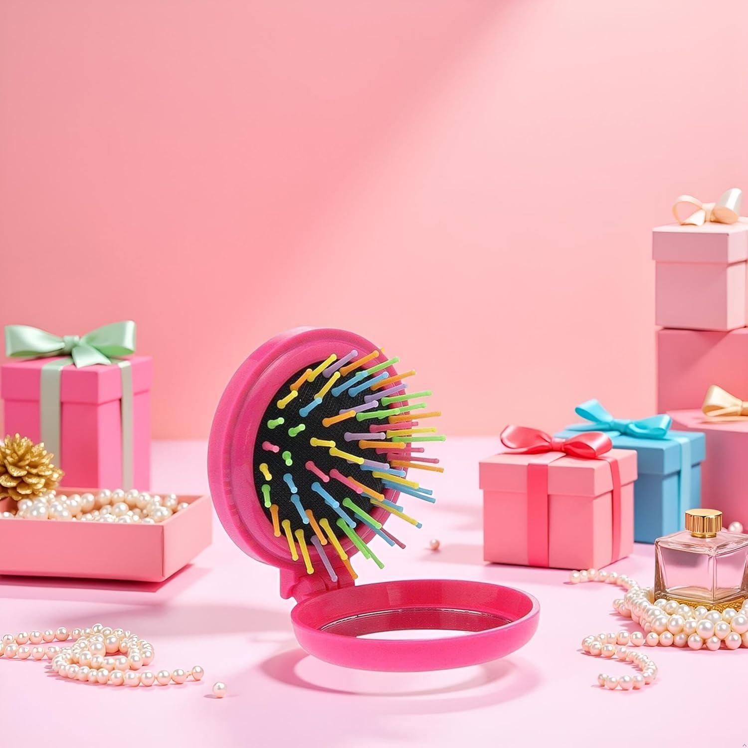 Cepillo de Viaje Plegable Zhuluck Rosa con Espejo 2.5cm