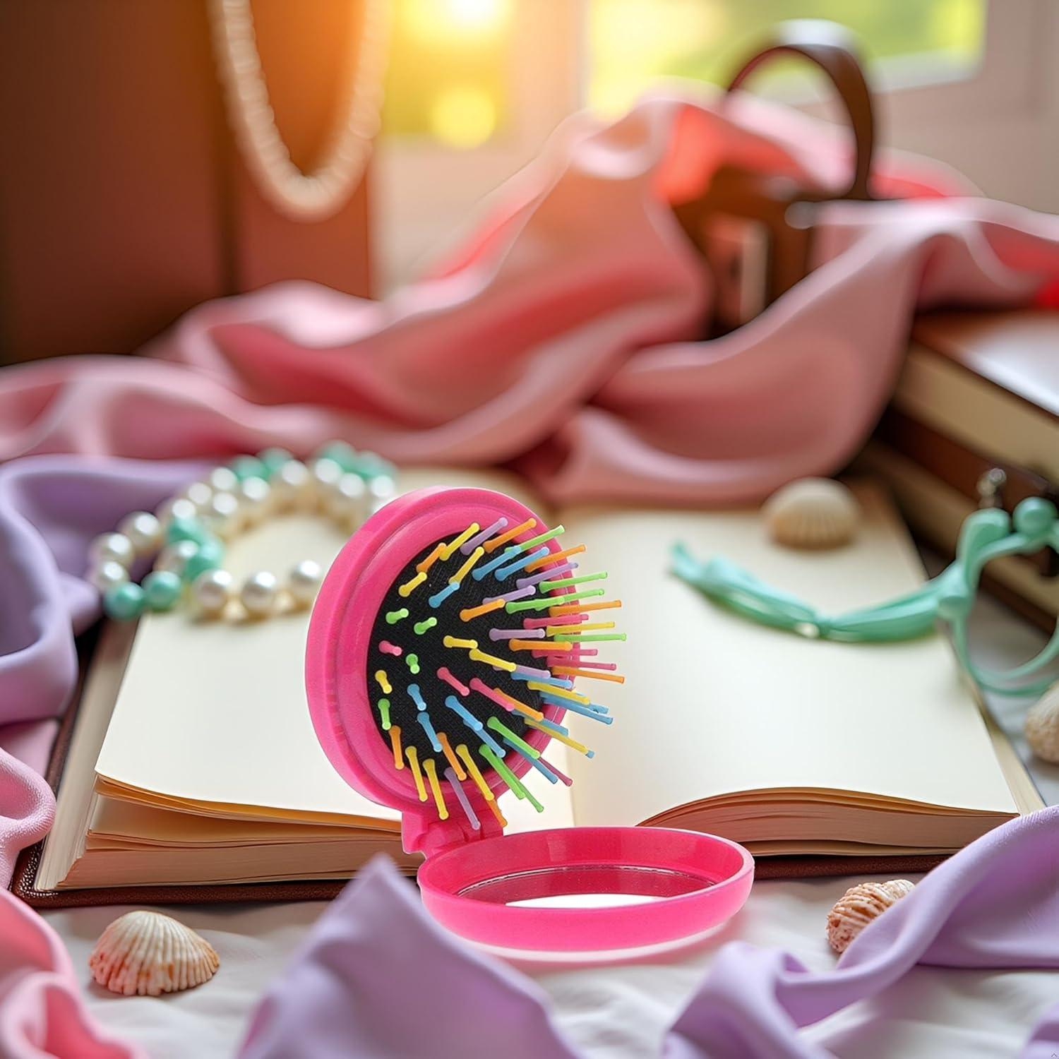 Cepillo de Viaje Plegable Zhuluck Rosa con Espejo 2.5cm