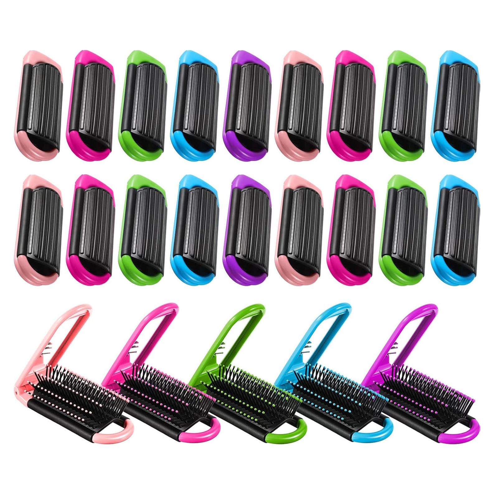 20 Piezas Cepillos de Pelo Plegables con Espejo Yulejo