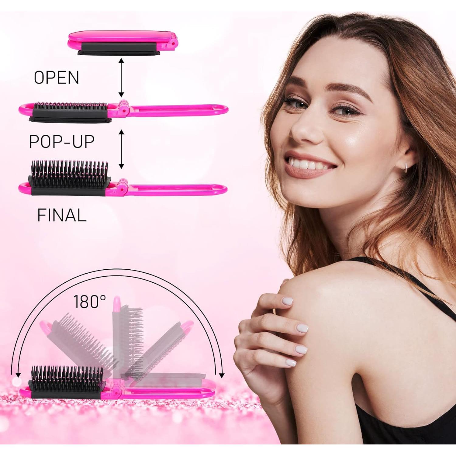 20 Piezas Cepillos de Pelo Plegables con Espejo Yulejo